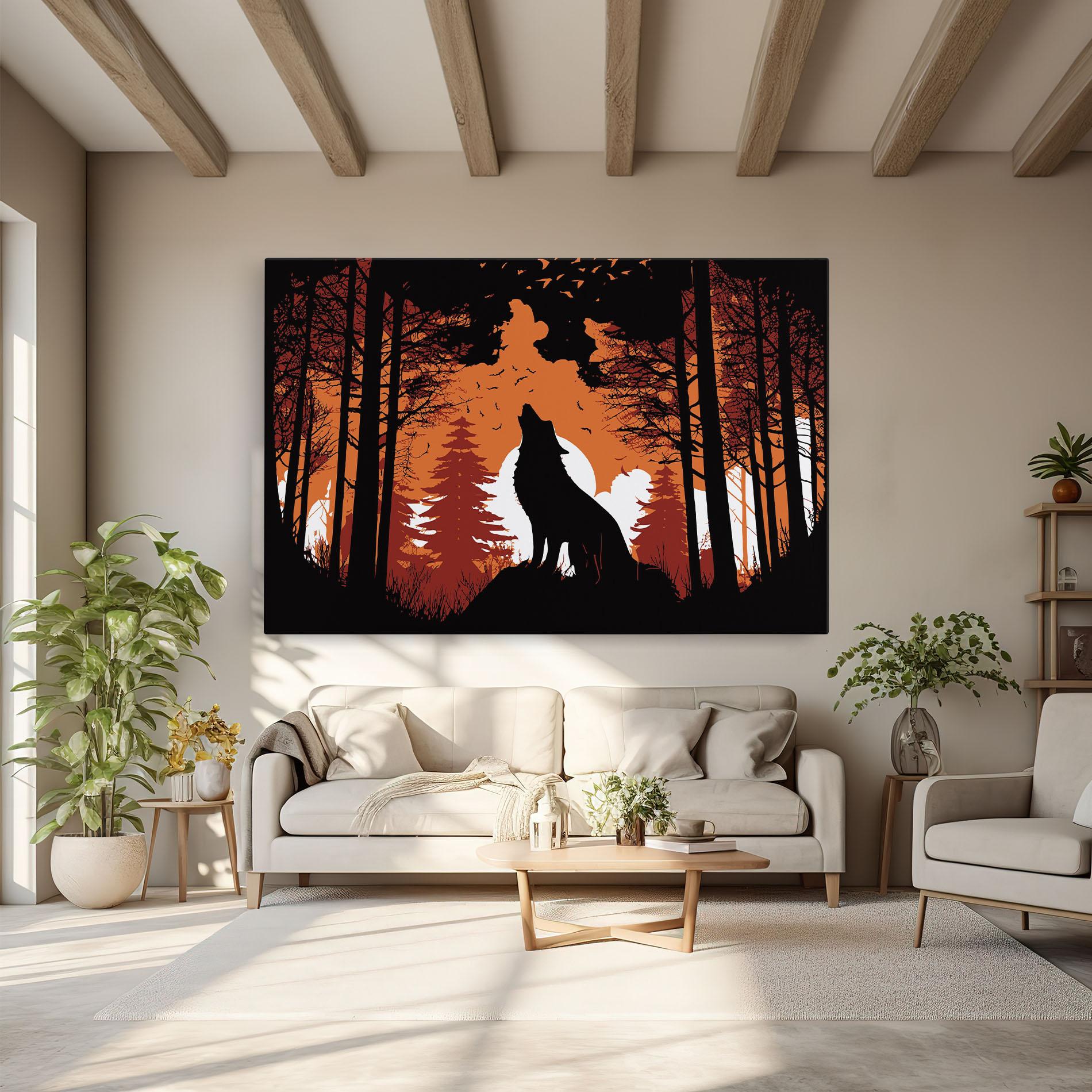 Leinwandbild Orange Sky Wolf mockup 6