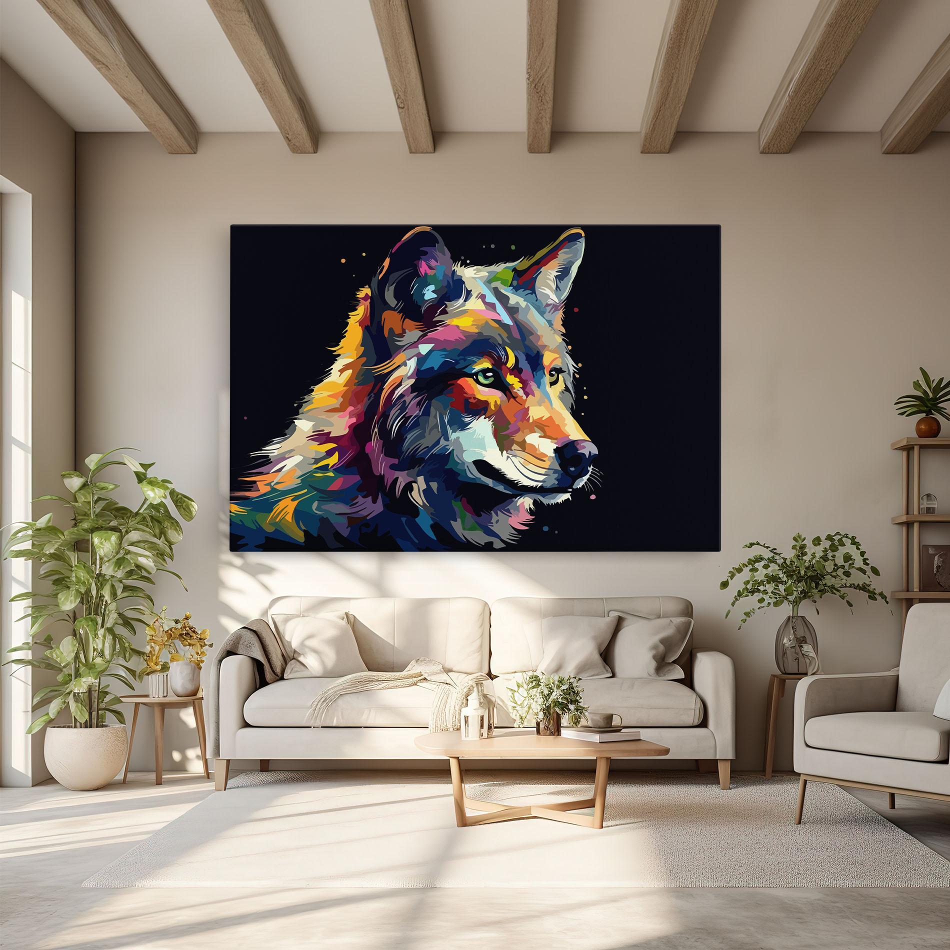 Leinwandbild Painted Wolf mockup 6