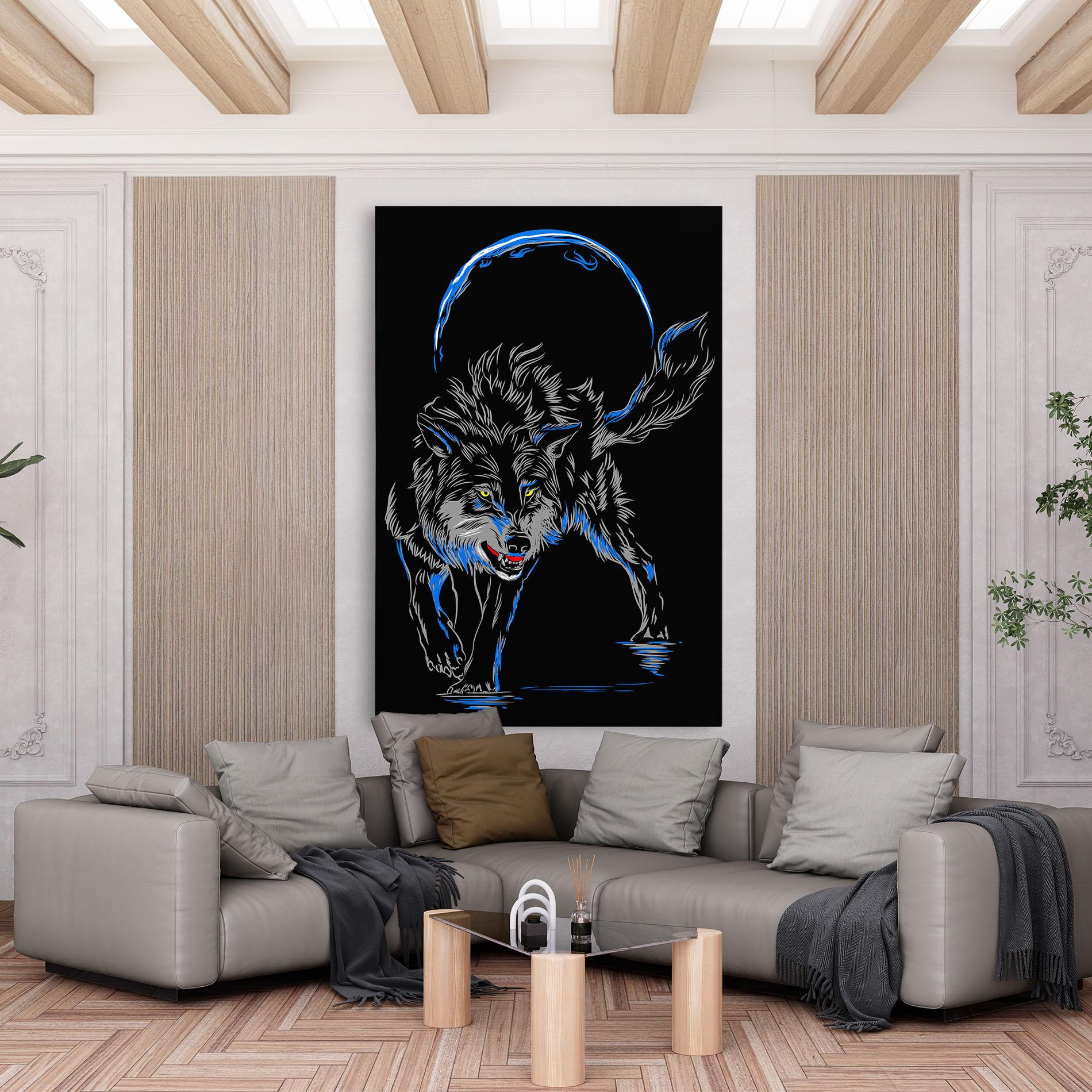 Leinwandbild Grey Blue Wolf mockup 6