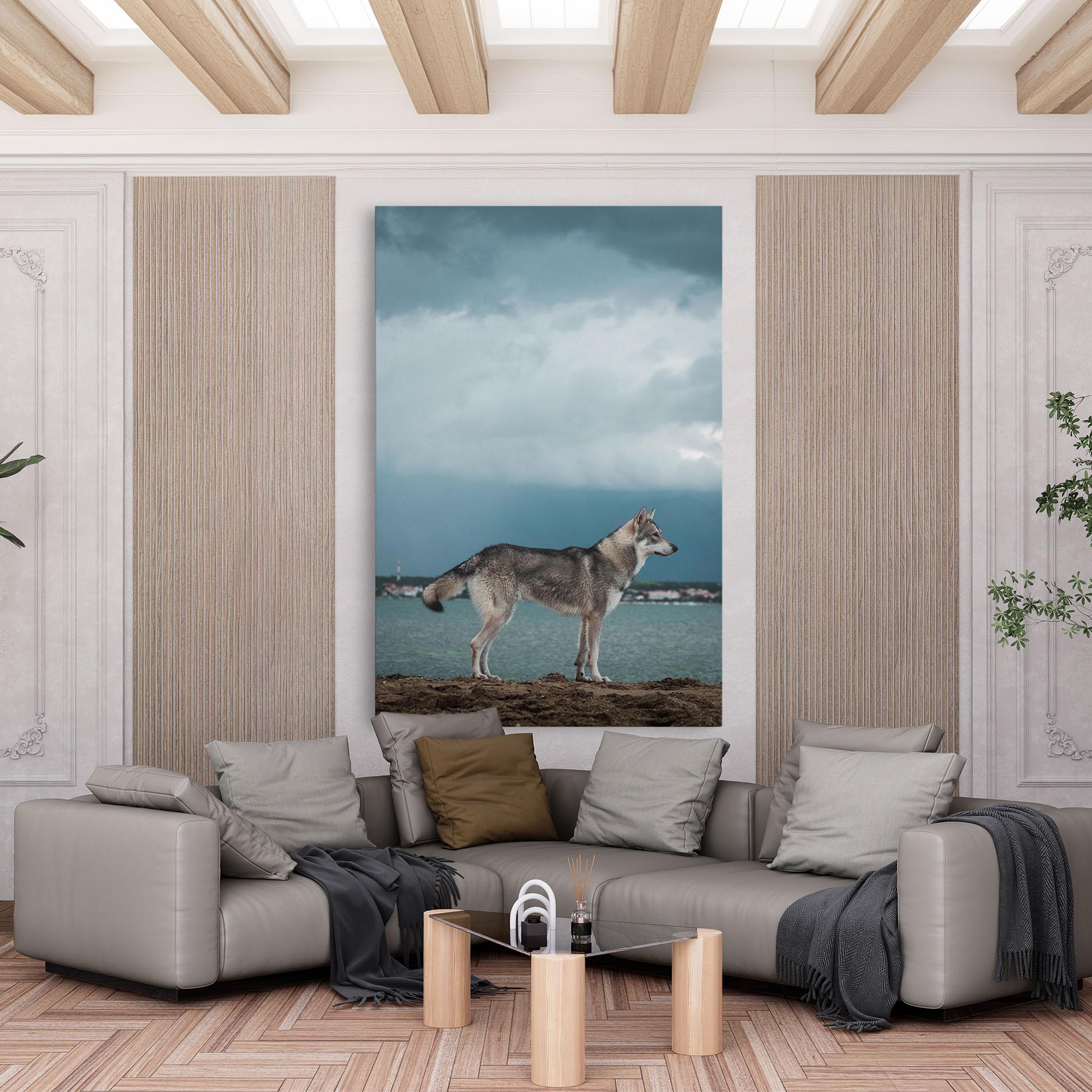 Leinwandbild Grey Wolf Looking mockup 6