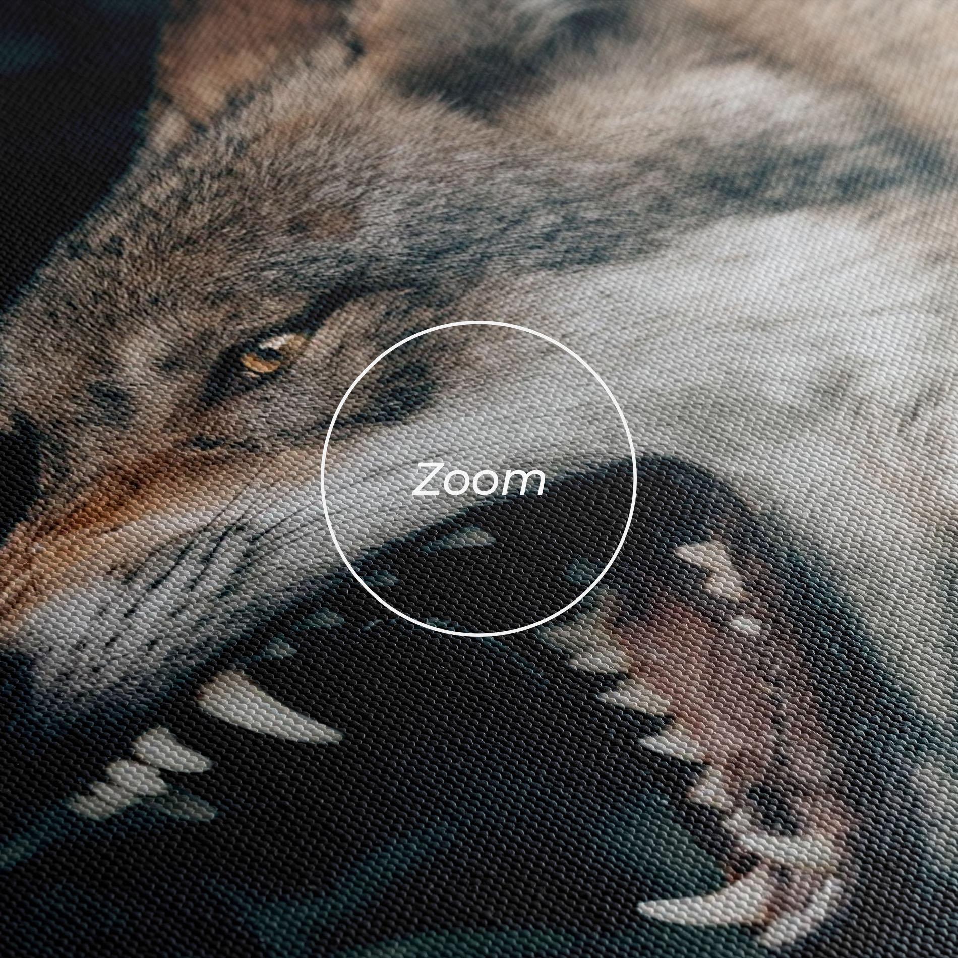 Leinwandbild Angry Wolf In The Forest mockup 3