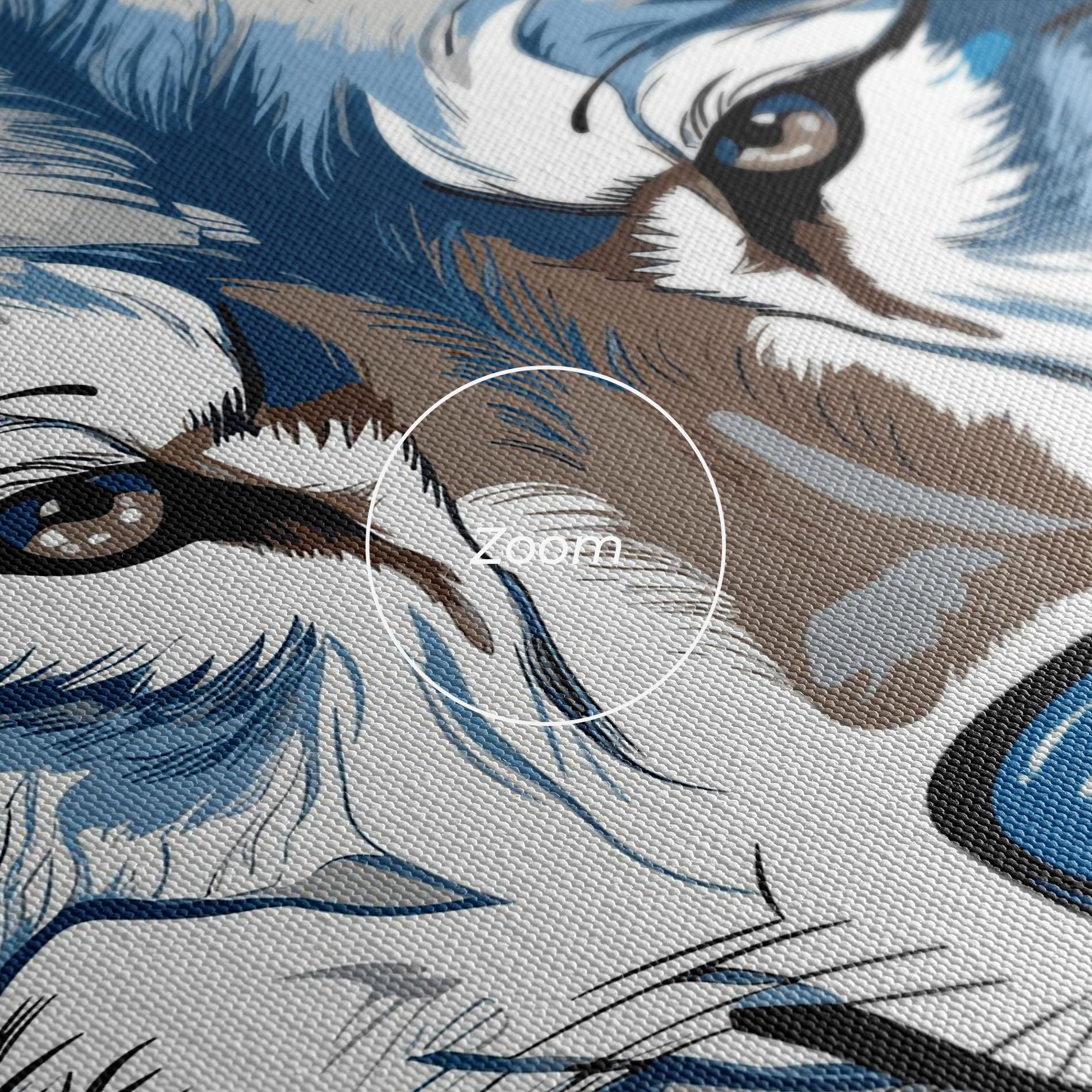 Leinwandbild Blue Wolf Head mockup 3