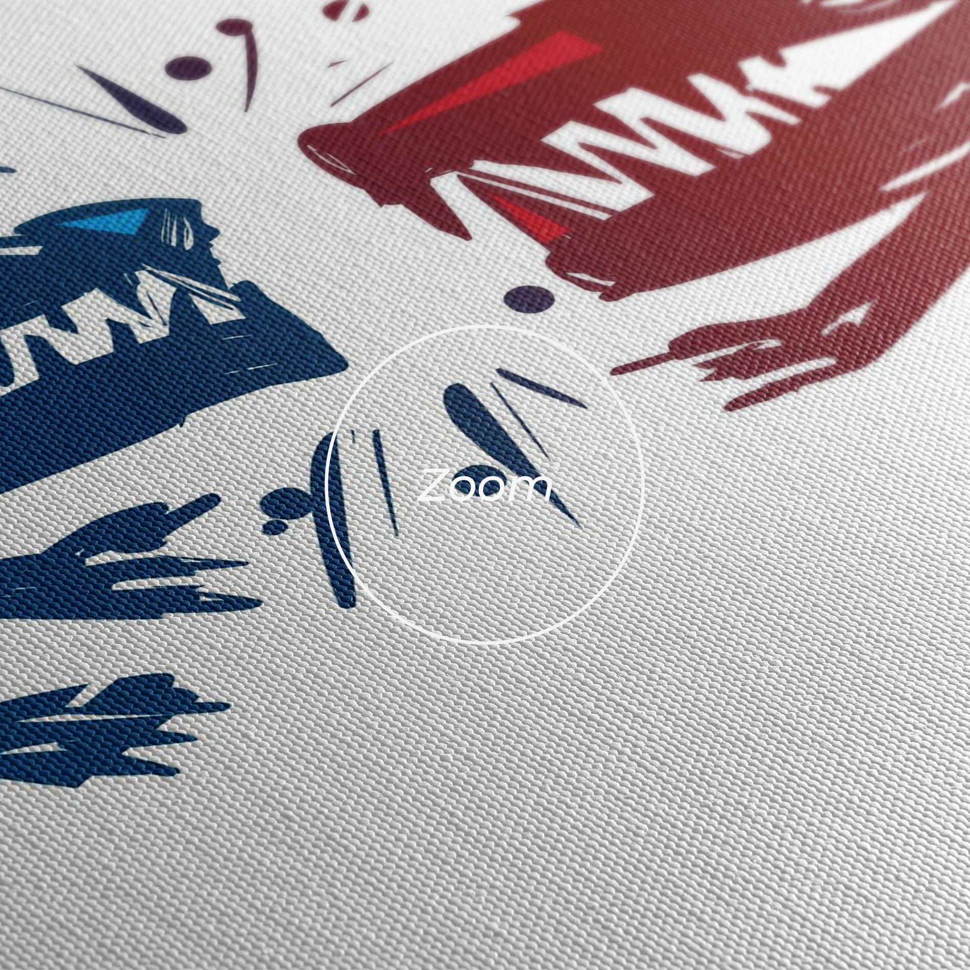 Leinwandbild Red Blue Wolves mockup 3