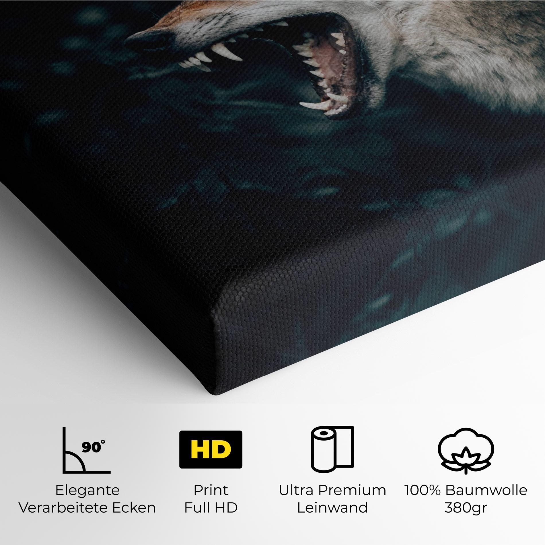 Leinwandbild Angry Wolf In The Forest mockup 4
