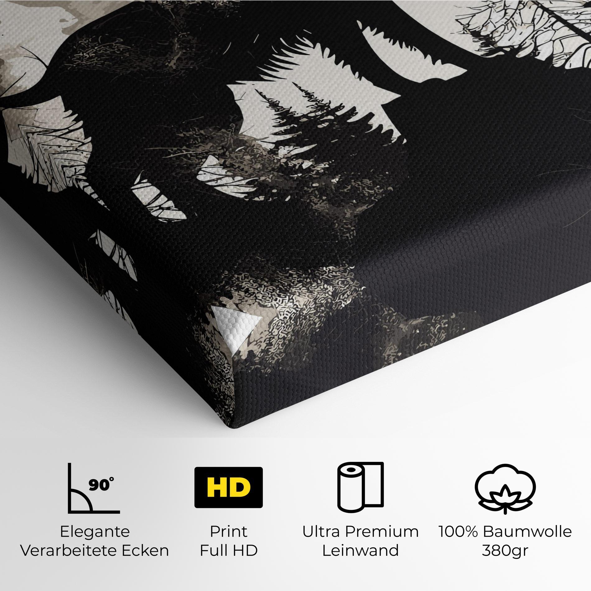 Leinwandbild Black On Cream Wolf mockup 4
