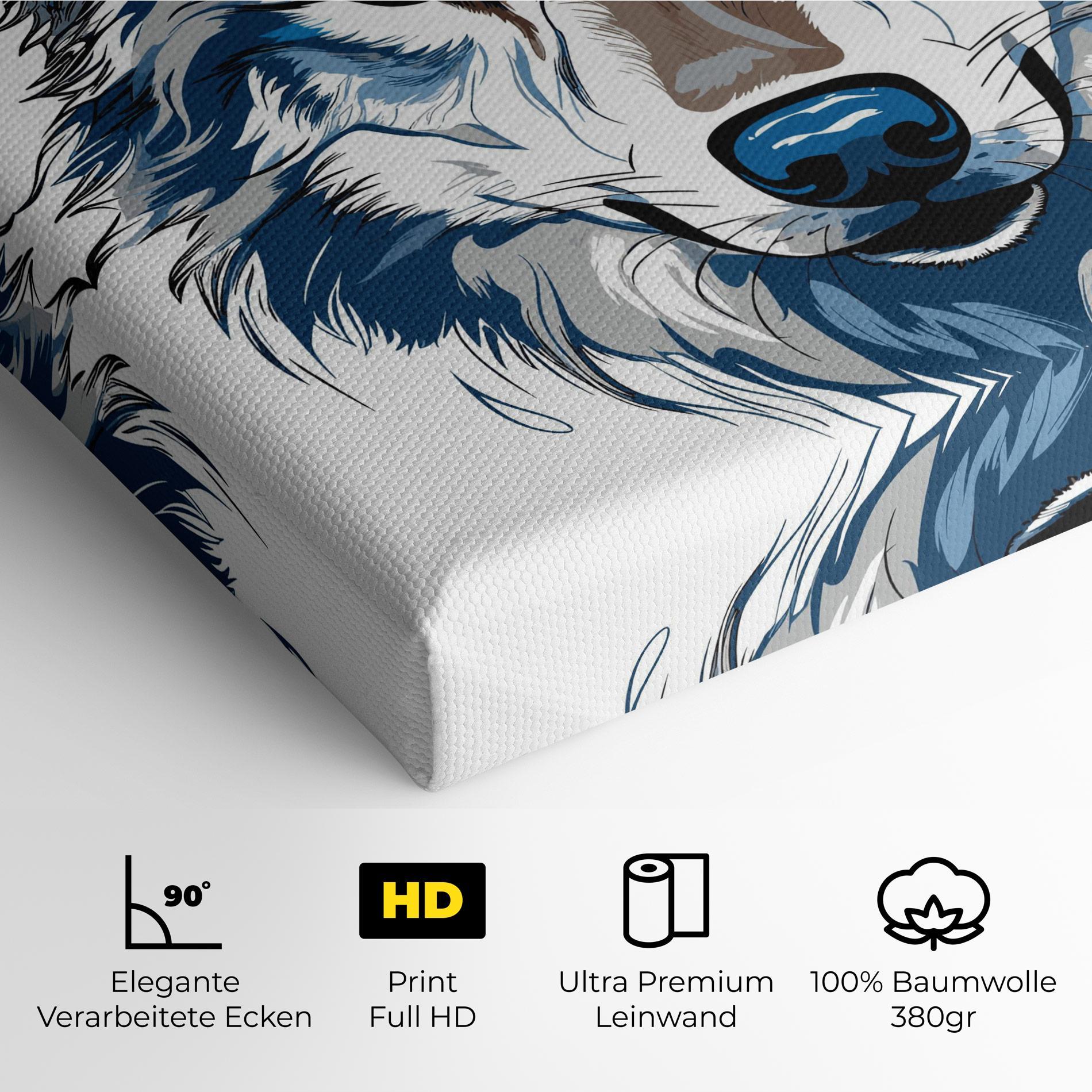Leinwandbild Blue Wolf Head mockup 4