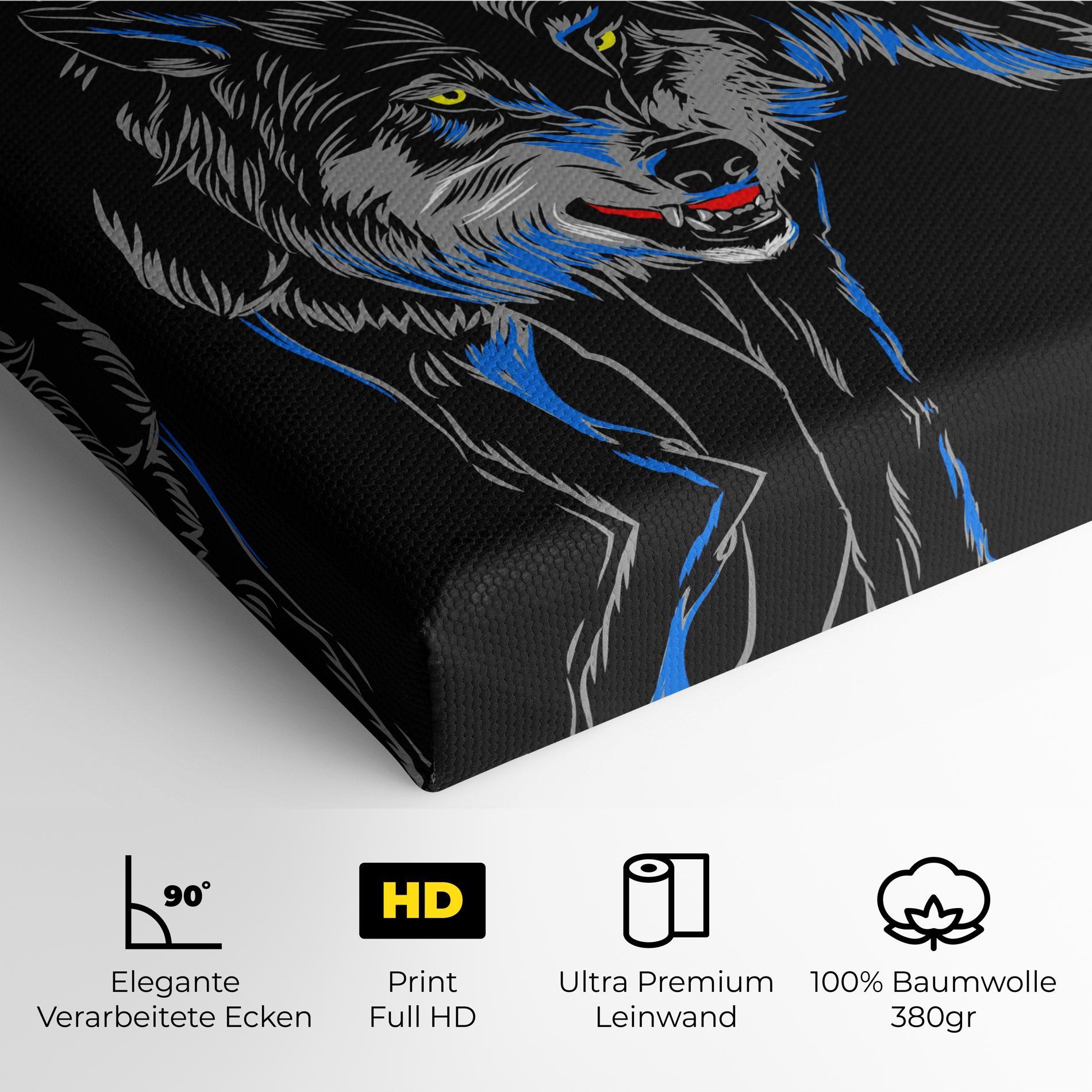 Leinwandbild Grey Blue Wolf mockup 4