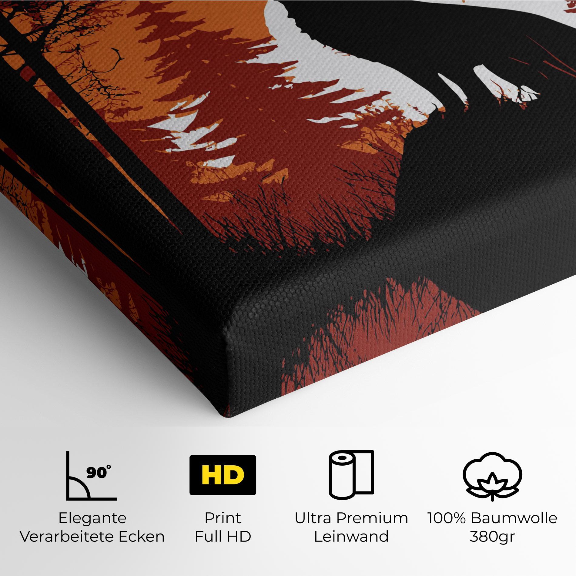 Leinwandbild Orange Sky Wolf mockup 4