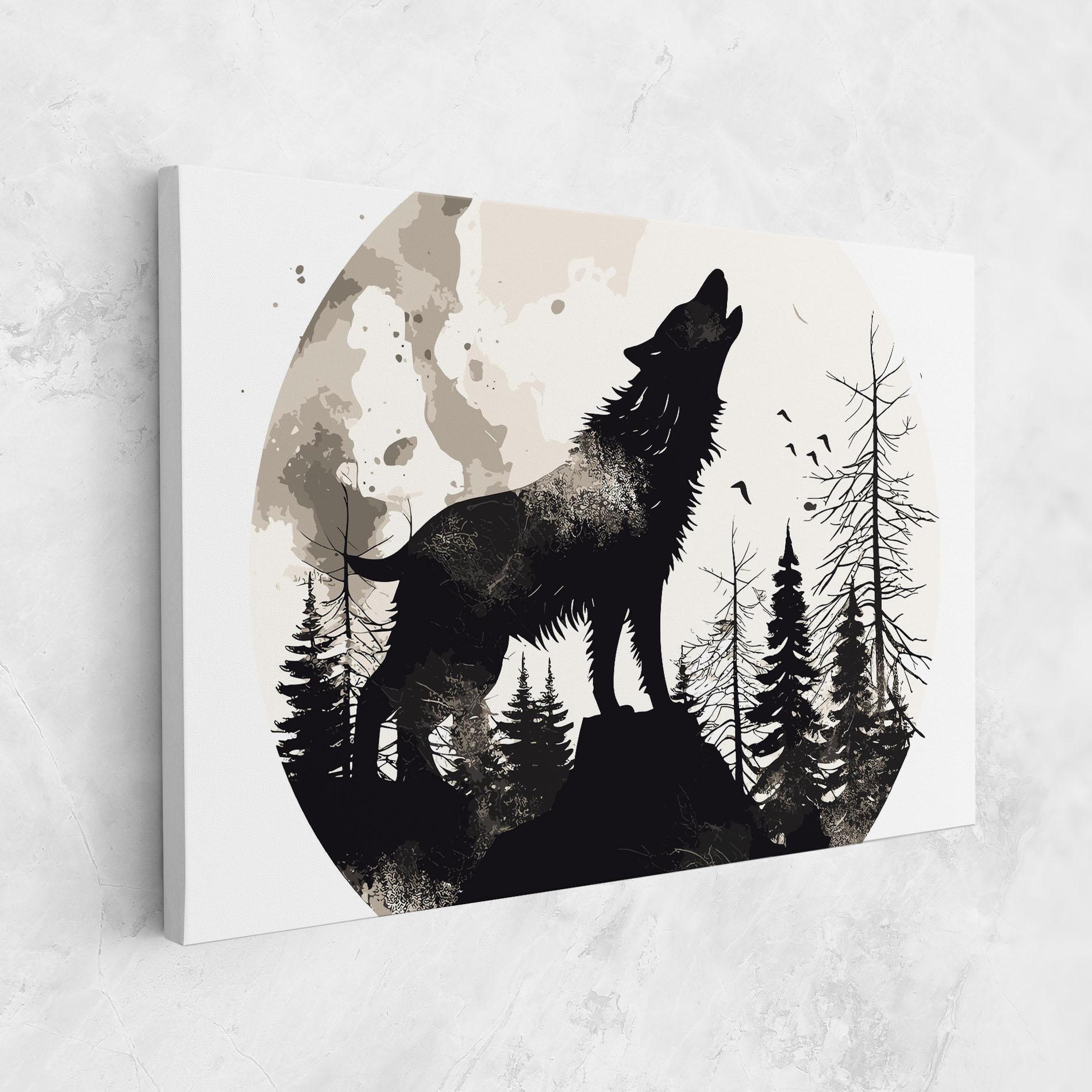 Leinwandbild Black On Cream Wolf mockup 1