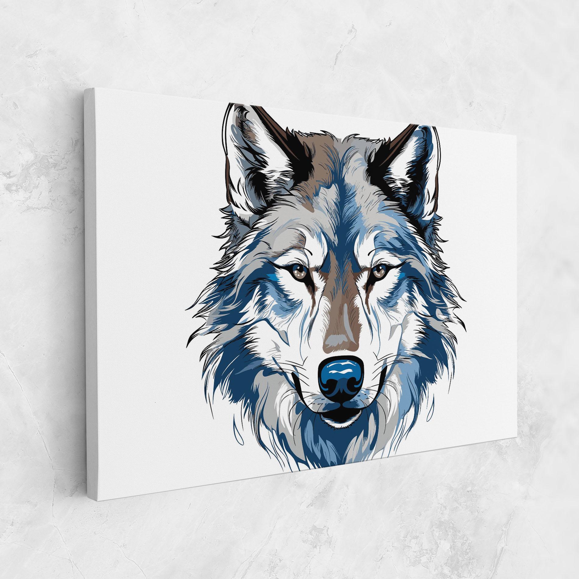Leinwandbild Blue Wolf Head mockup 1