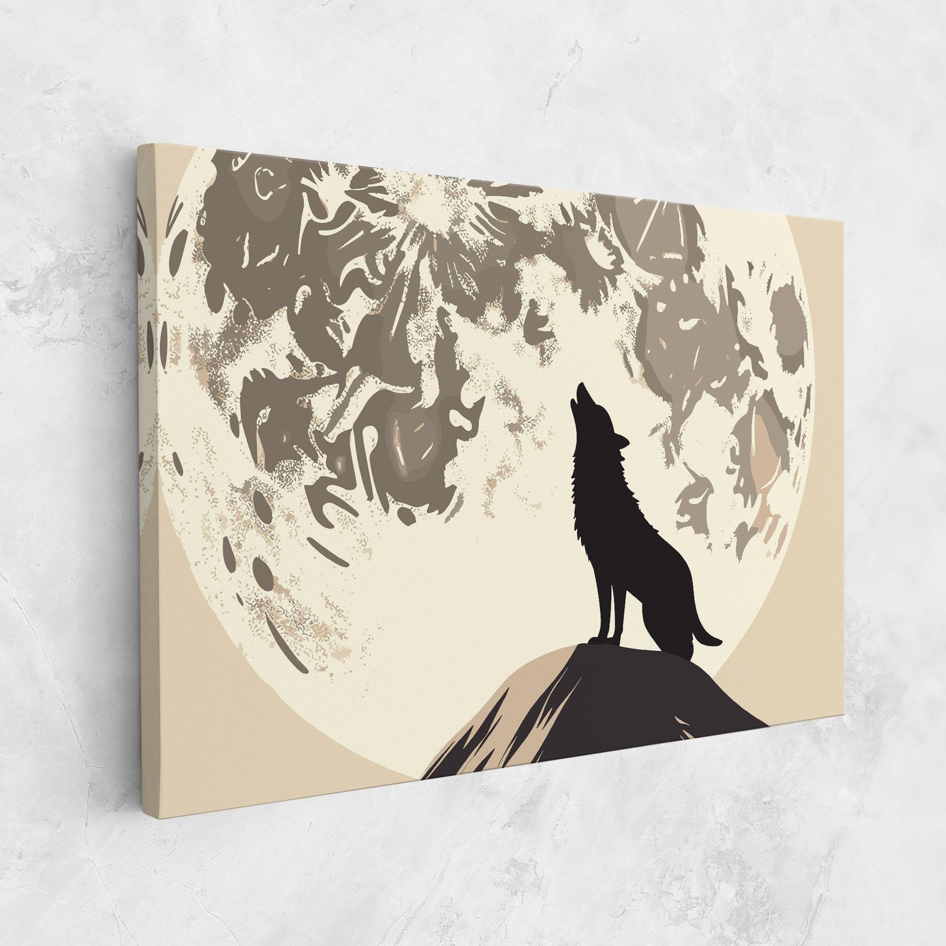 Leinwandbild Cream Moon Wolf mockup 1