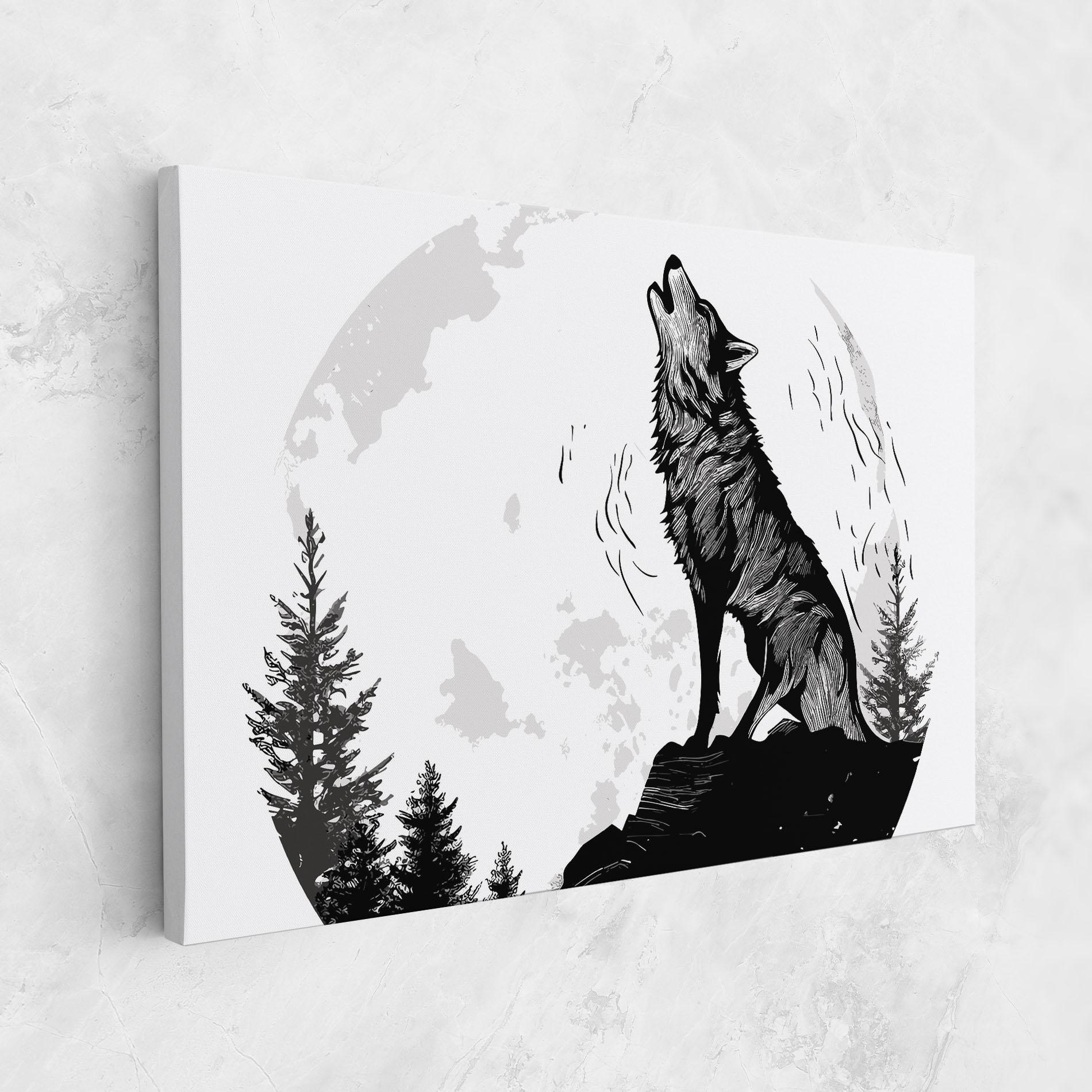 Leinwandbild Grey Moon Wolf mockup 1