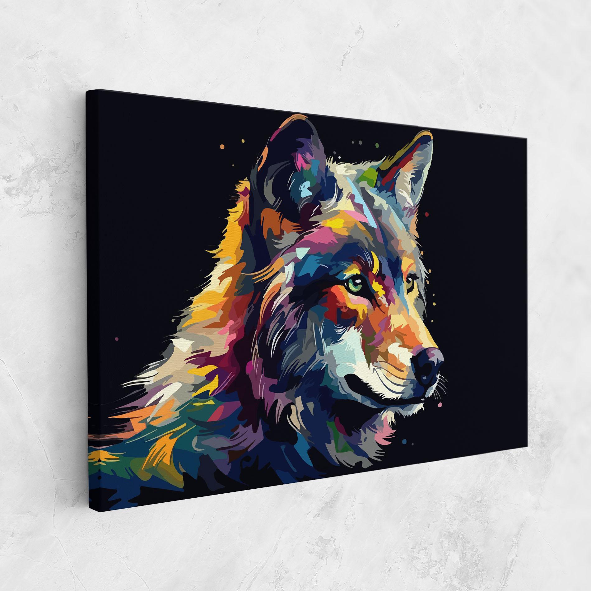Leinwandbild Painted Wolf mockup 1