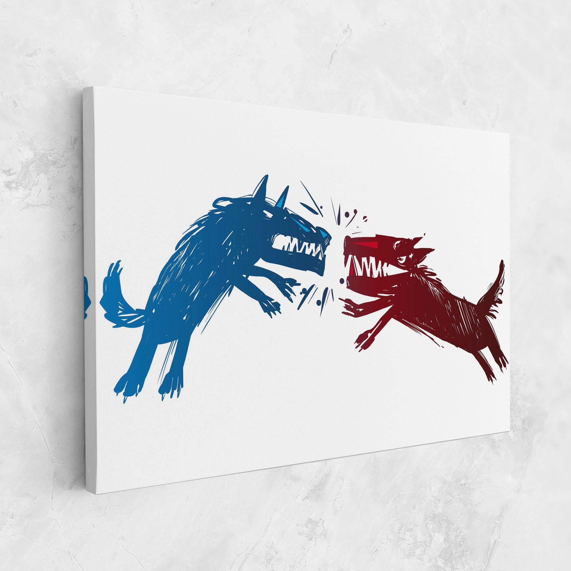 Leinwandbild Red Blue Wolves mockup 1