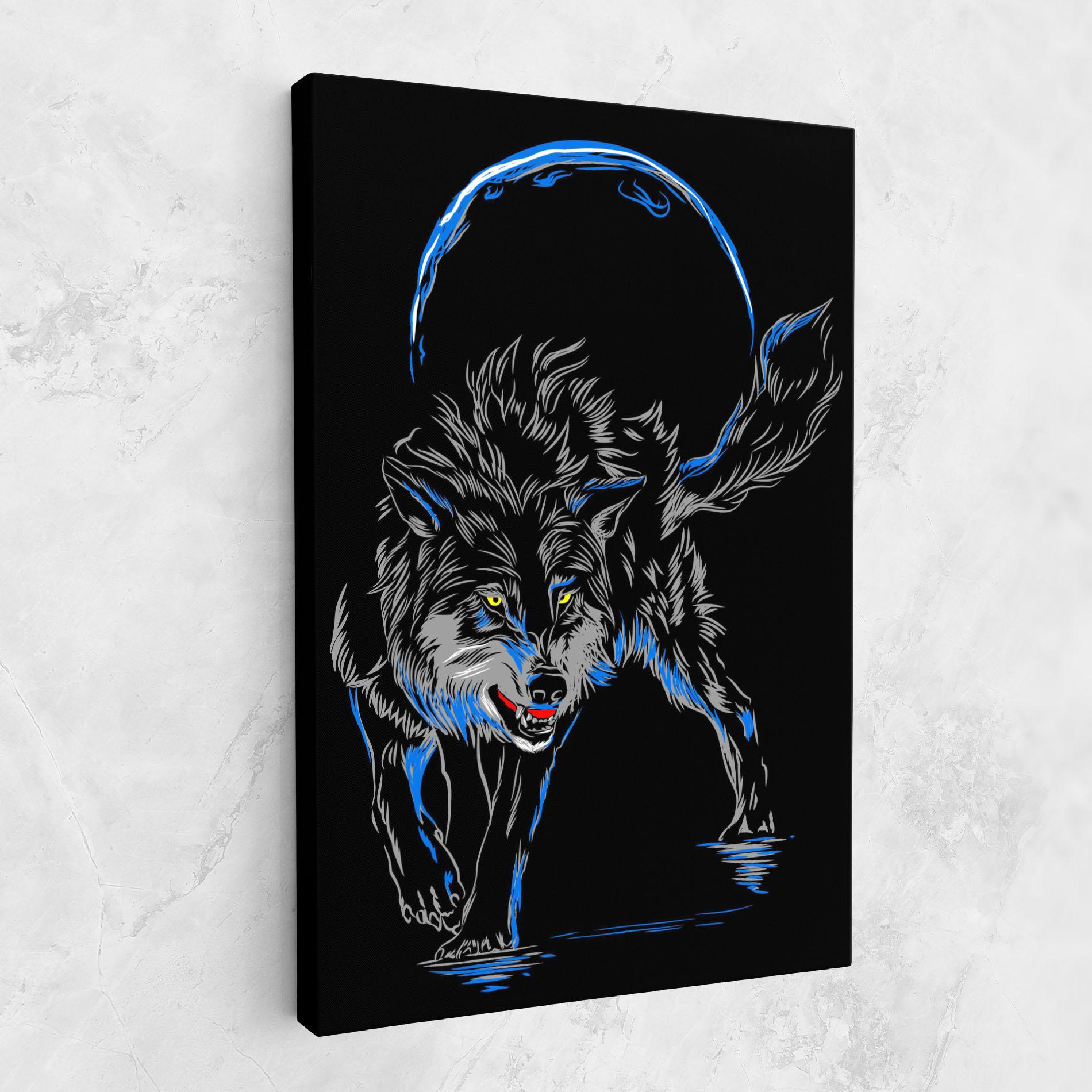 Leinwandbild Grey Blue Wolf mockup 1
