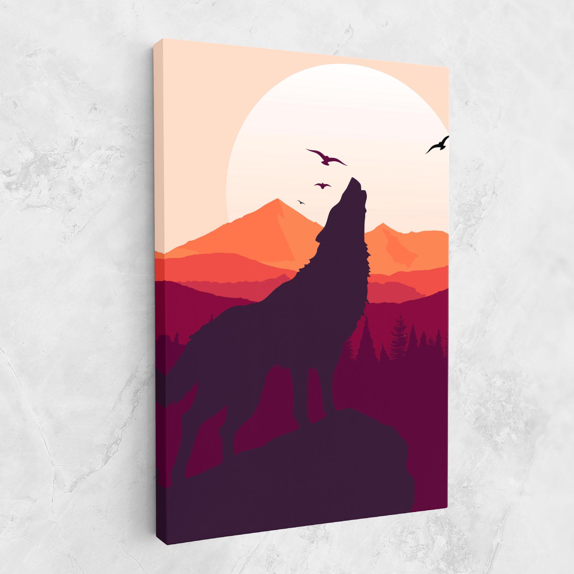 Leinwandbild Wolf Pink Moon mockup 1