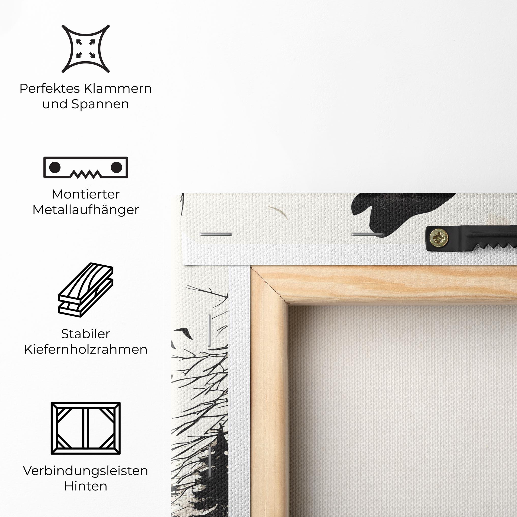Leinwandbild Black On Cream Wolf mockup 5