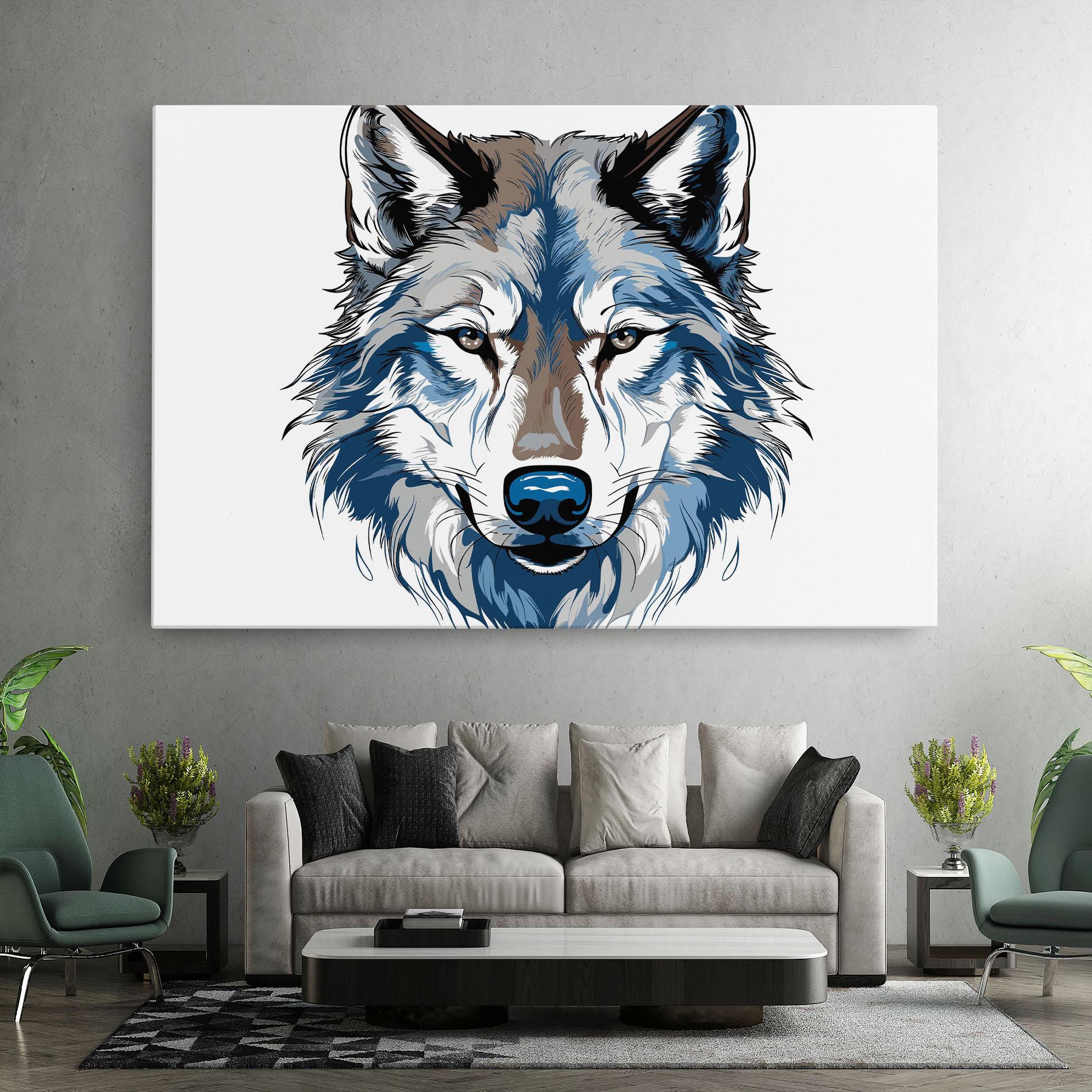 Leinwandbild Blue Wolf Head mockup 7