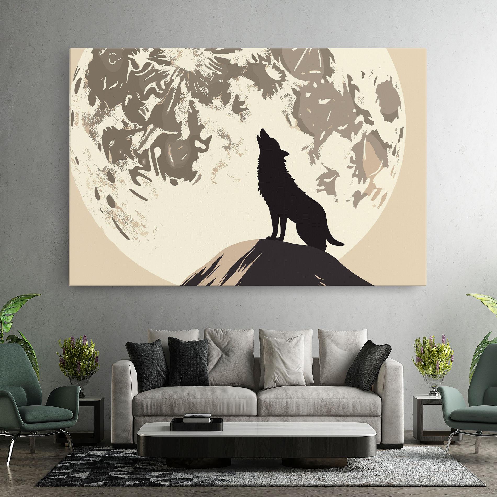 Leinwandbild Cream Moon Wolf mockup 7