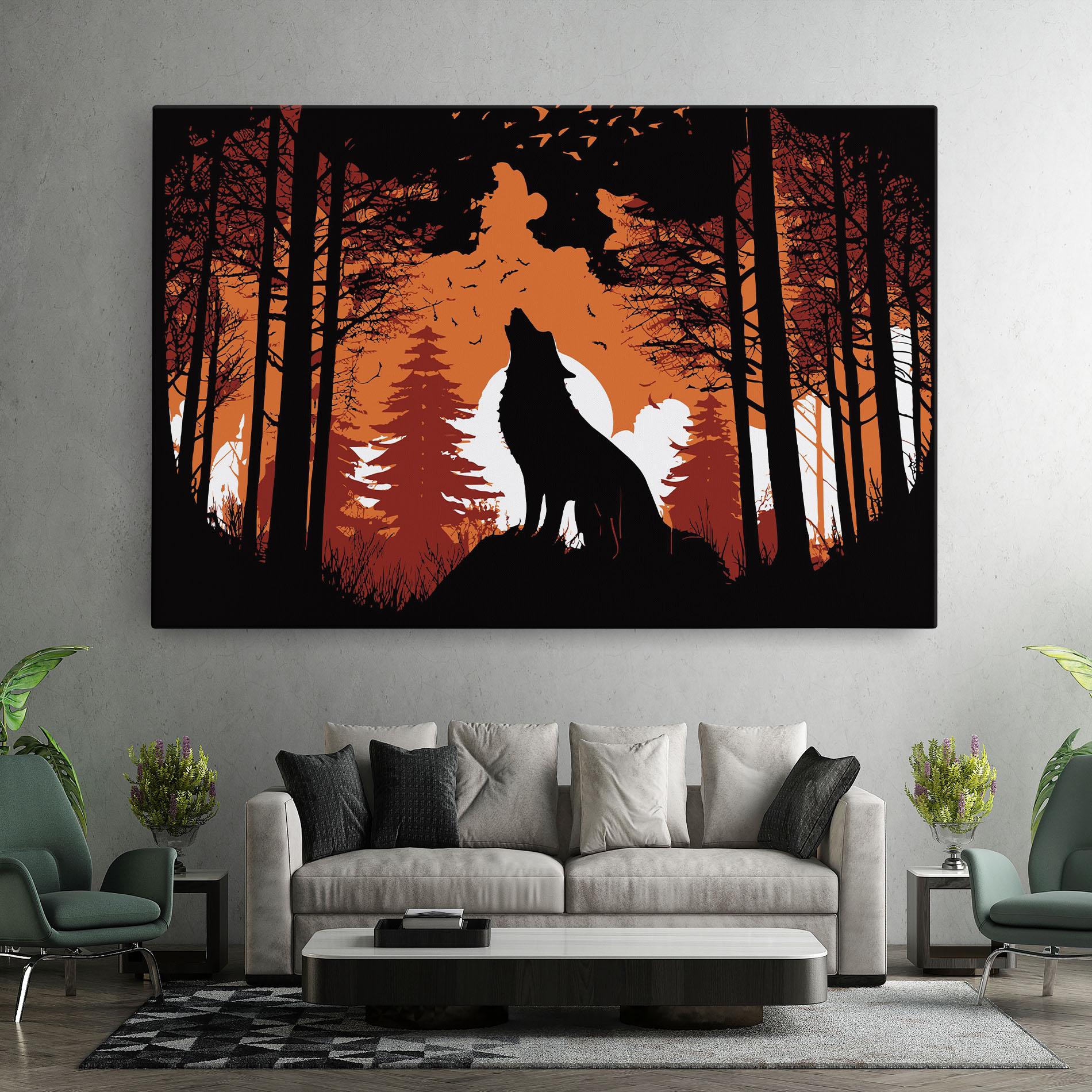 Leinwandbild Orange Sky Wolf mockup 7