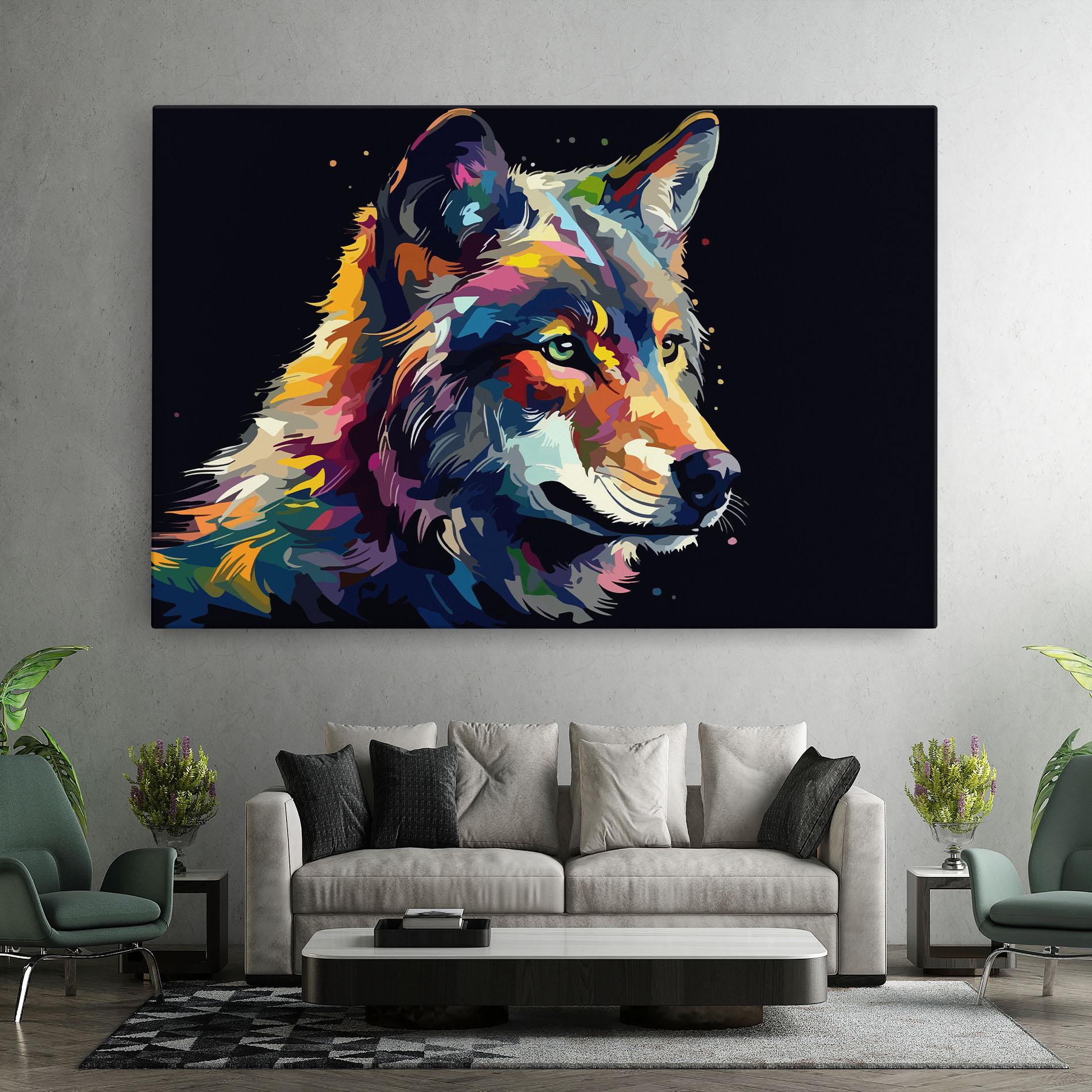 Leinwandbild Painted Wolf mockup 7