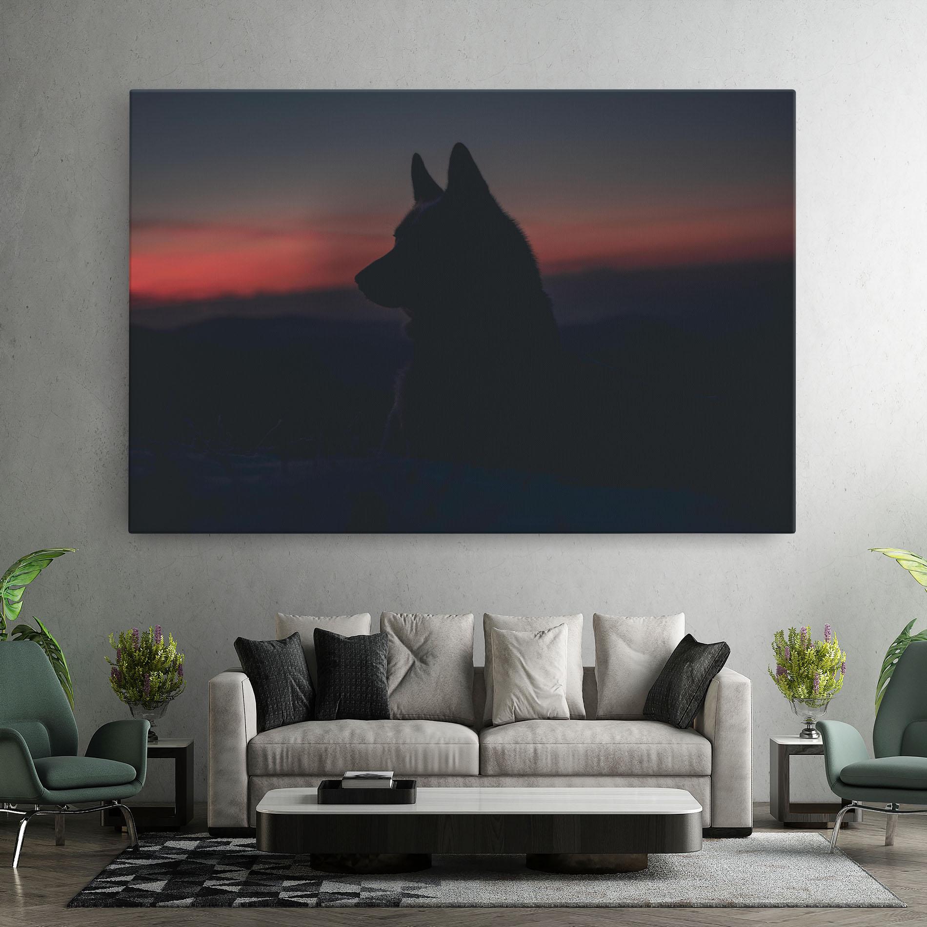 Leinwandbild Wolf Shillouette mockup 7