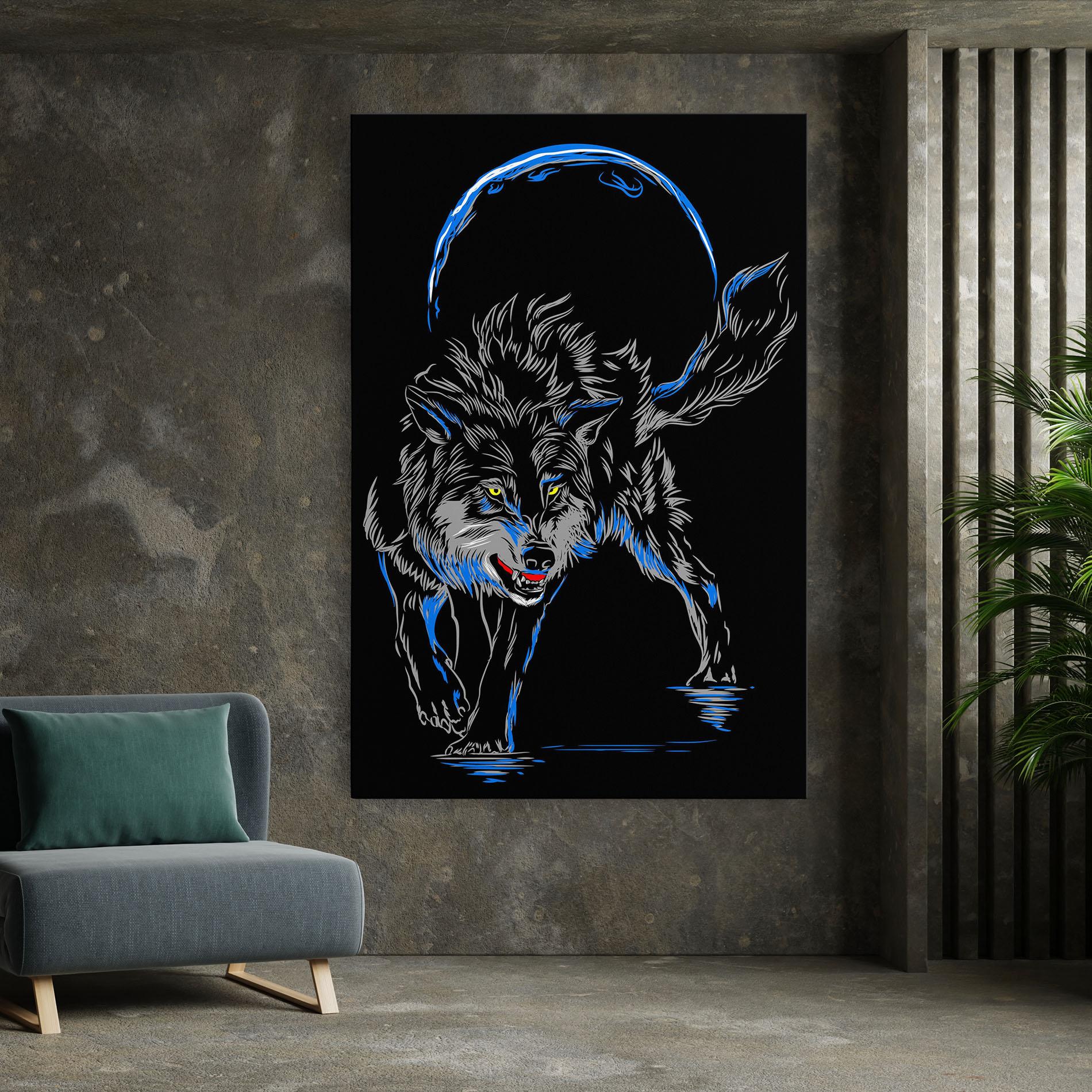 Leinwandbild Grey Blue Wolf mockup 7