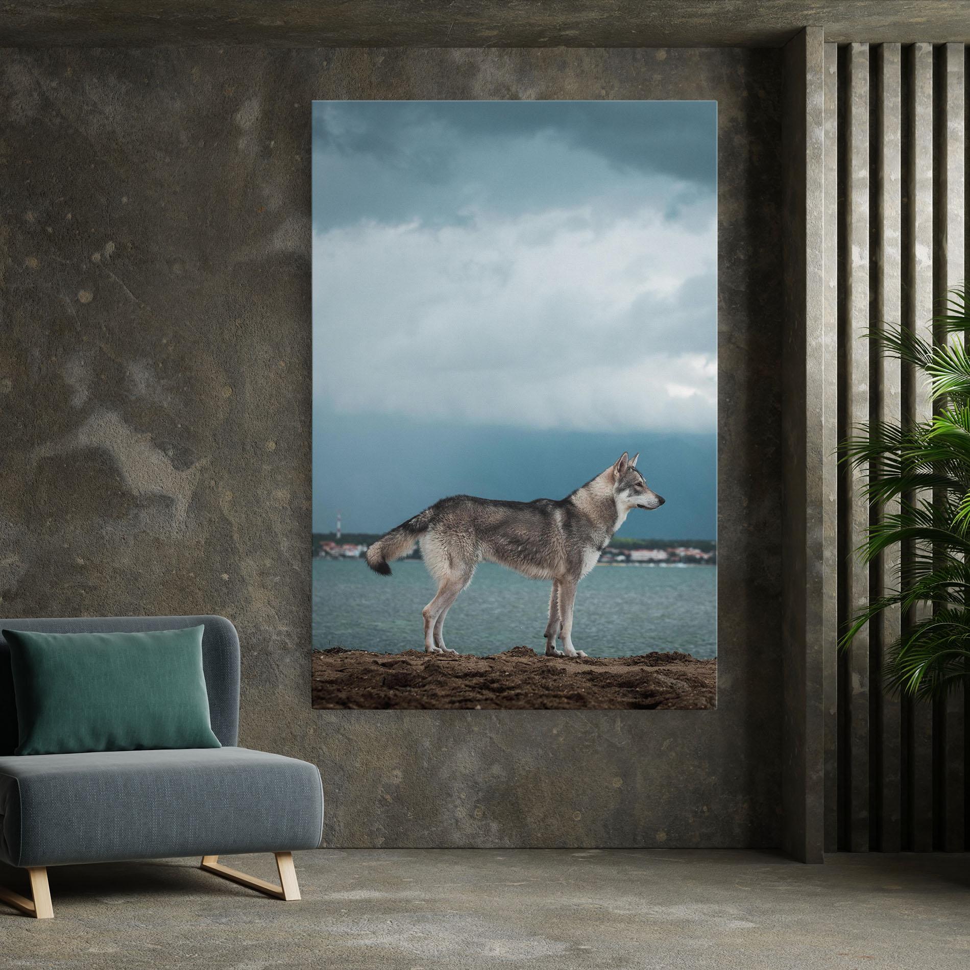 Leinwandbild Grey Wolf Looking mockup 7
