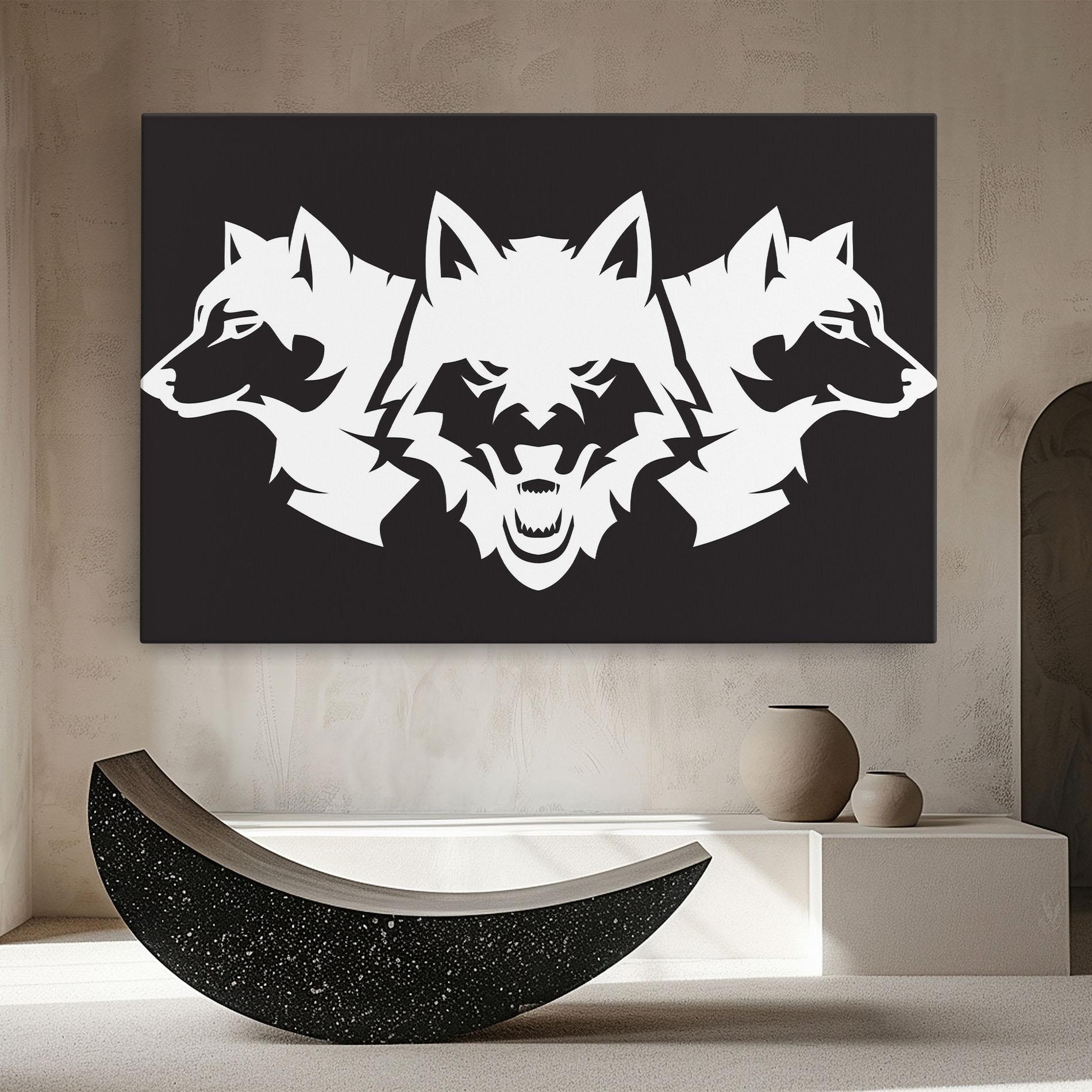 Leinwandbild 3 Wolf Heads mockup 8