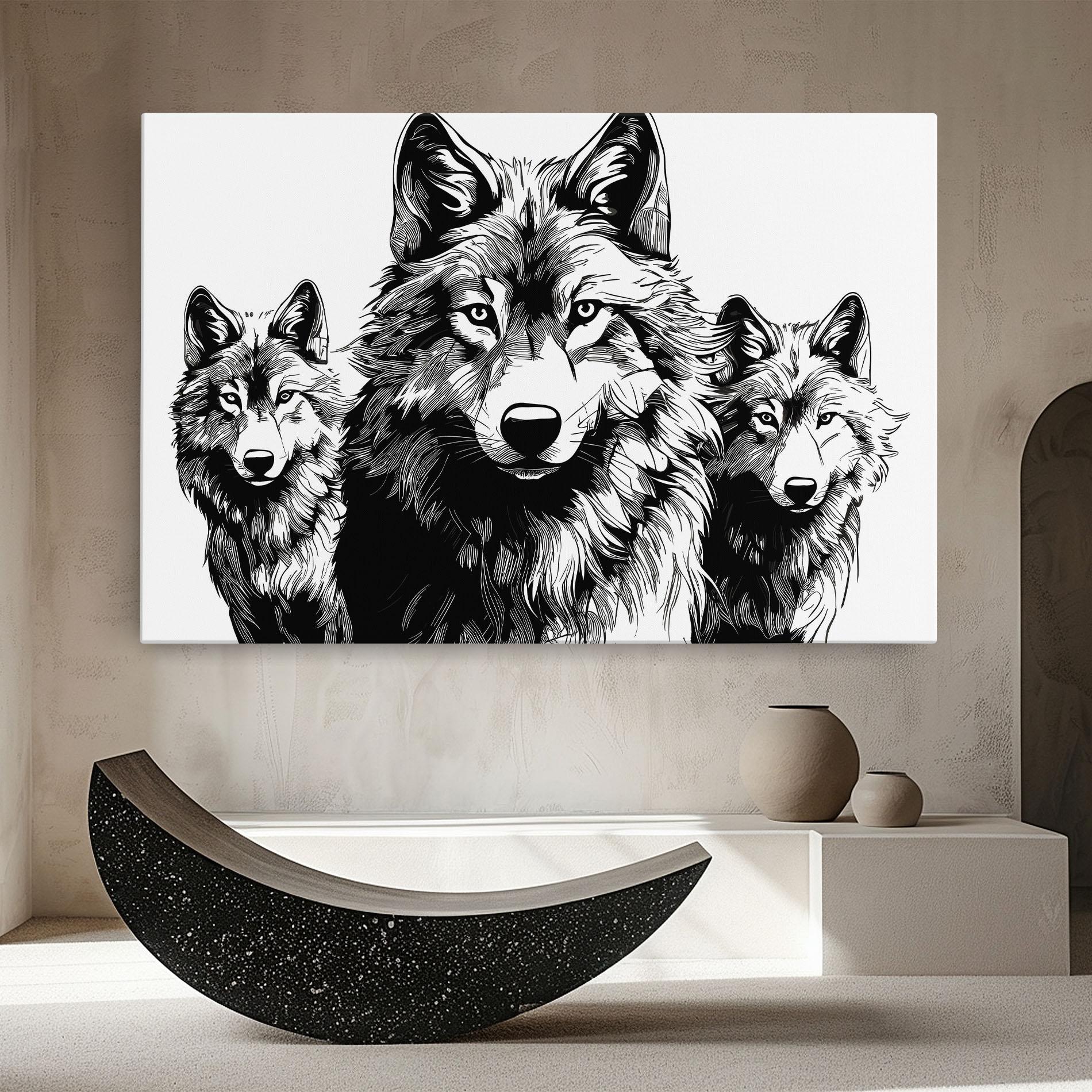 Leinwandbild 3 Wolves mockup 8