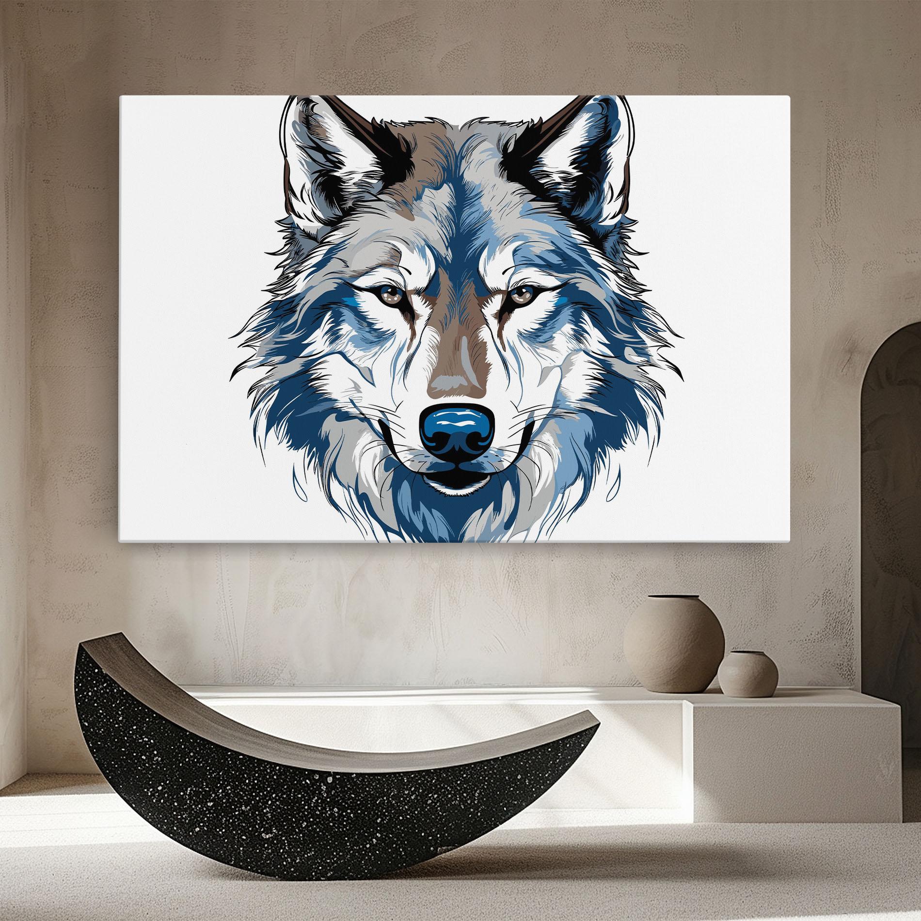 Leinwandbild Blue Wolf Head mockup 8