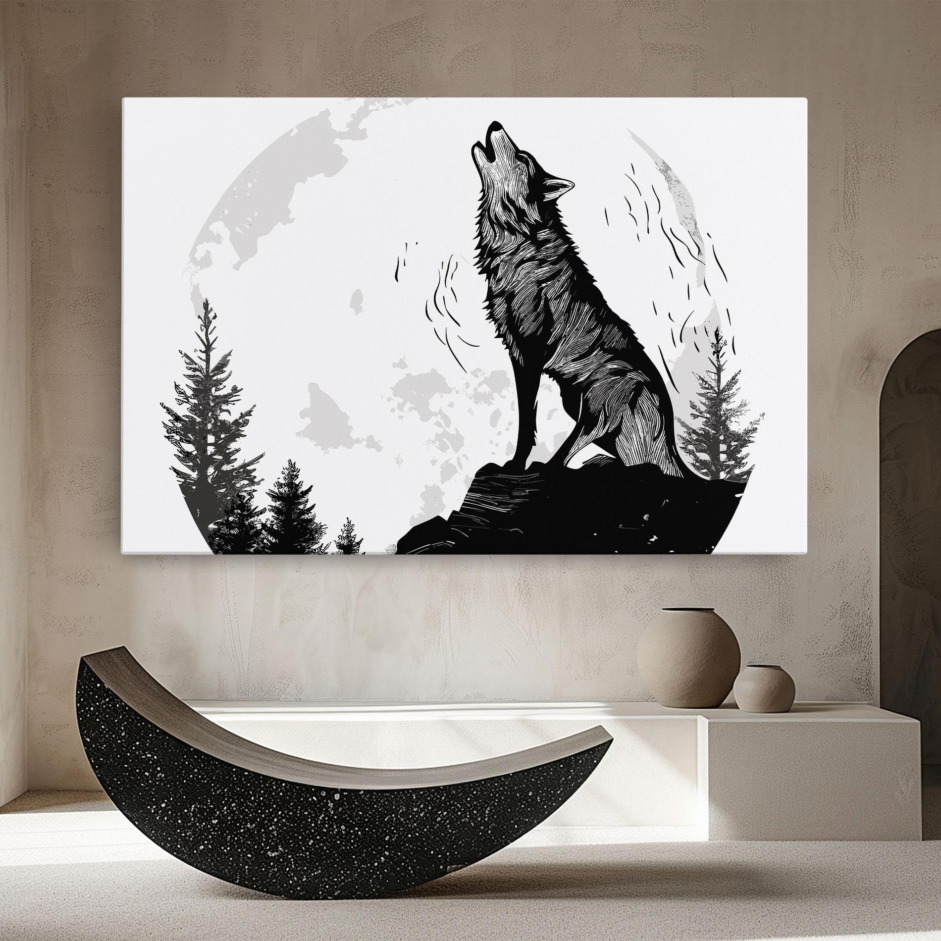 Leinwandbild Grey Moon Wolf mockup 8