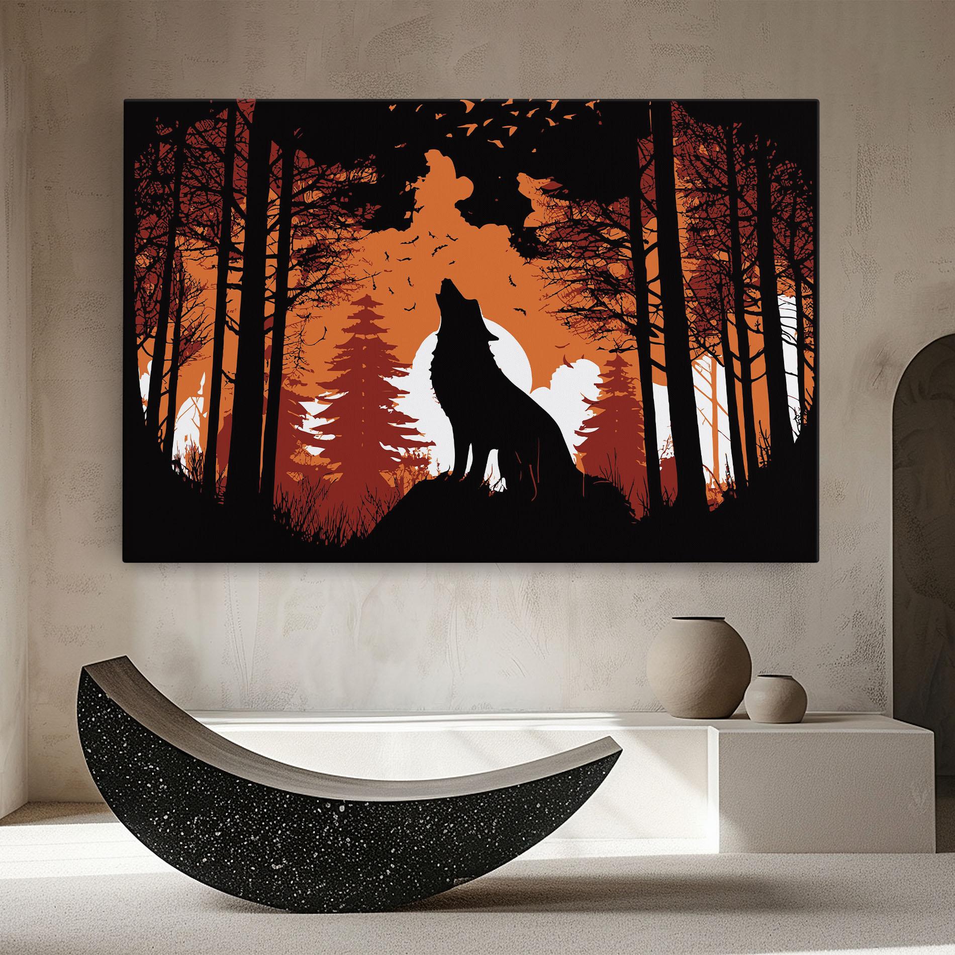 Leinwandbild Orange Sky Wolf mockup 8