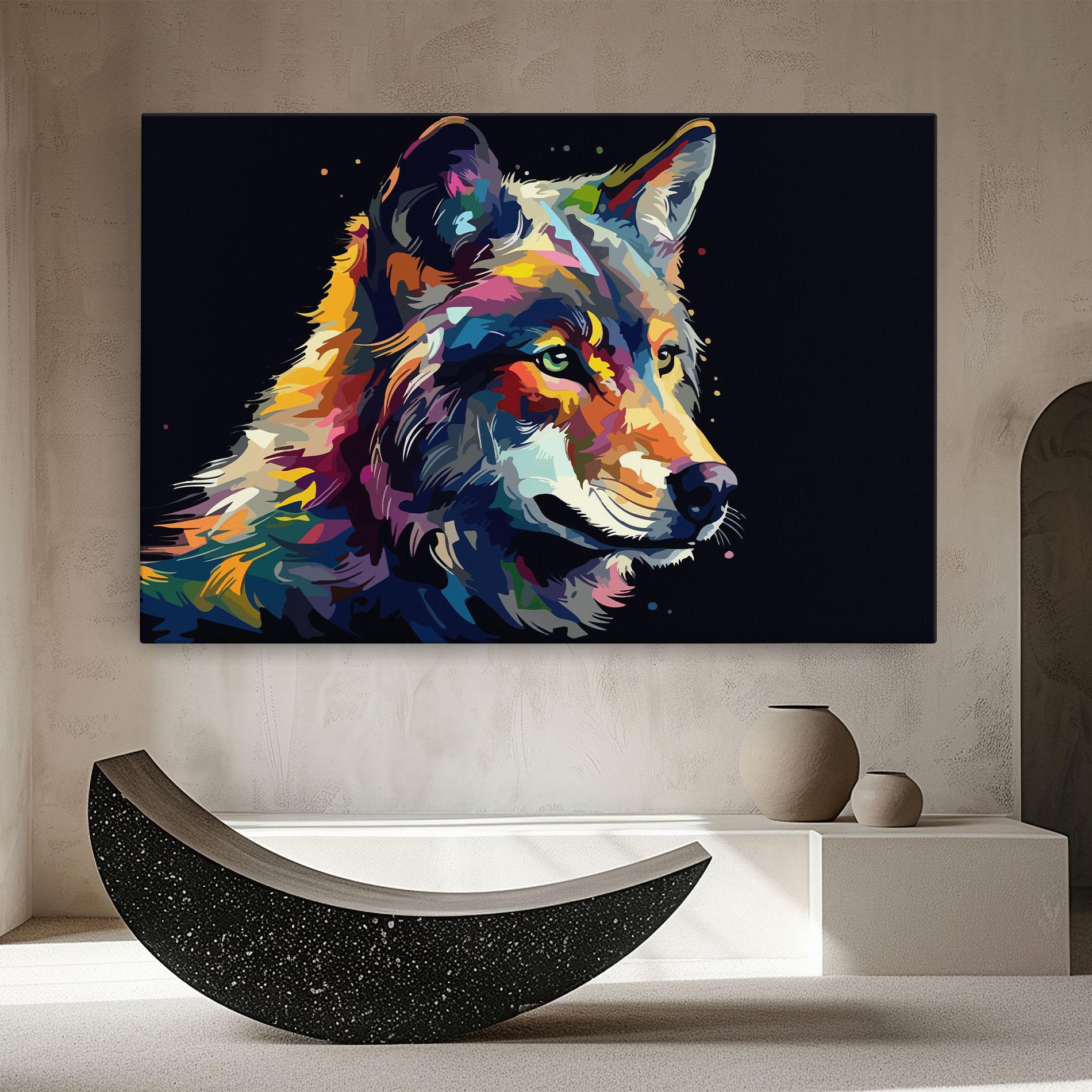 Leinwandbild Painted Wolf mockup 8