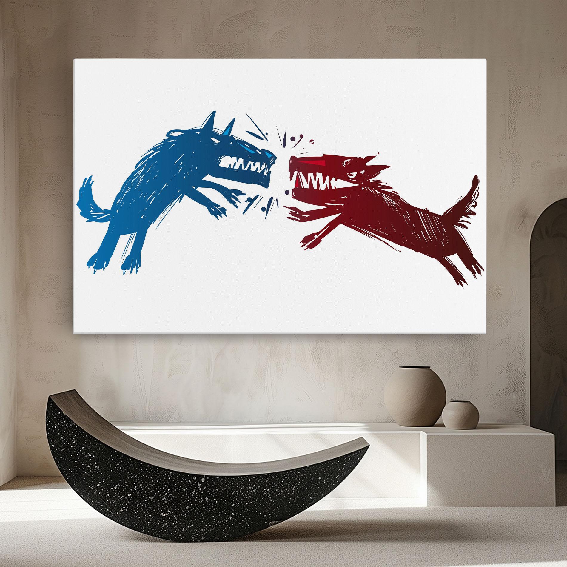 Leinwandbild Red Blue Wolves mockup 8