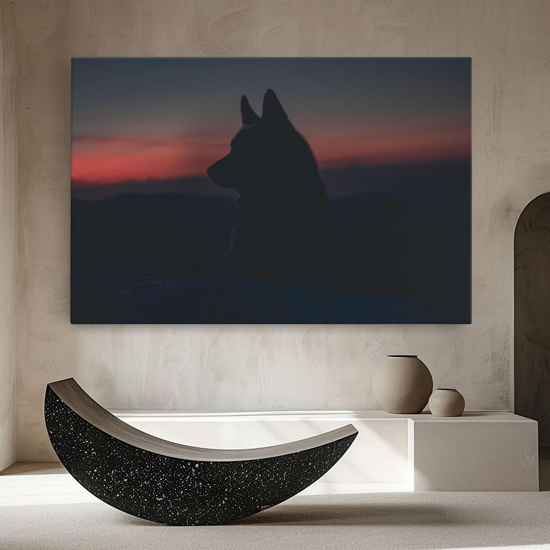 Leinwandbild Wolf Shillouette mockup 8