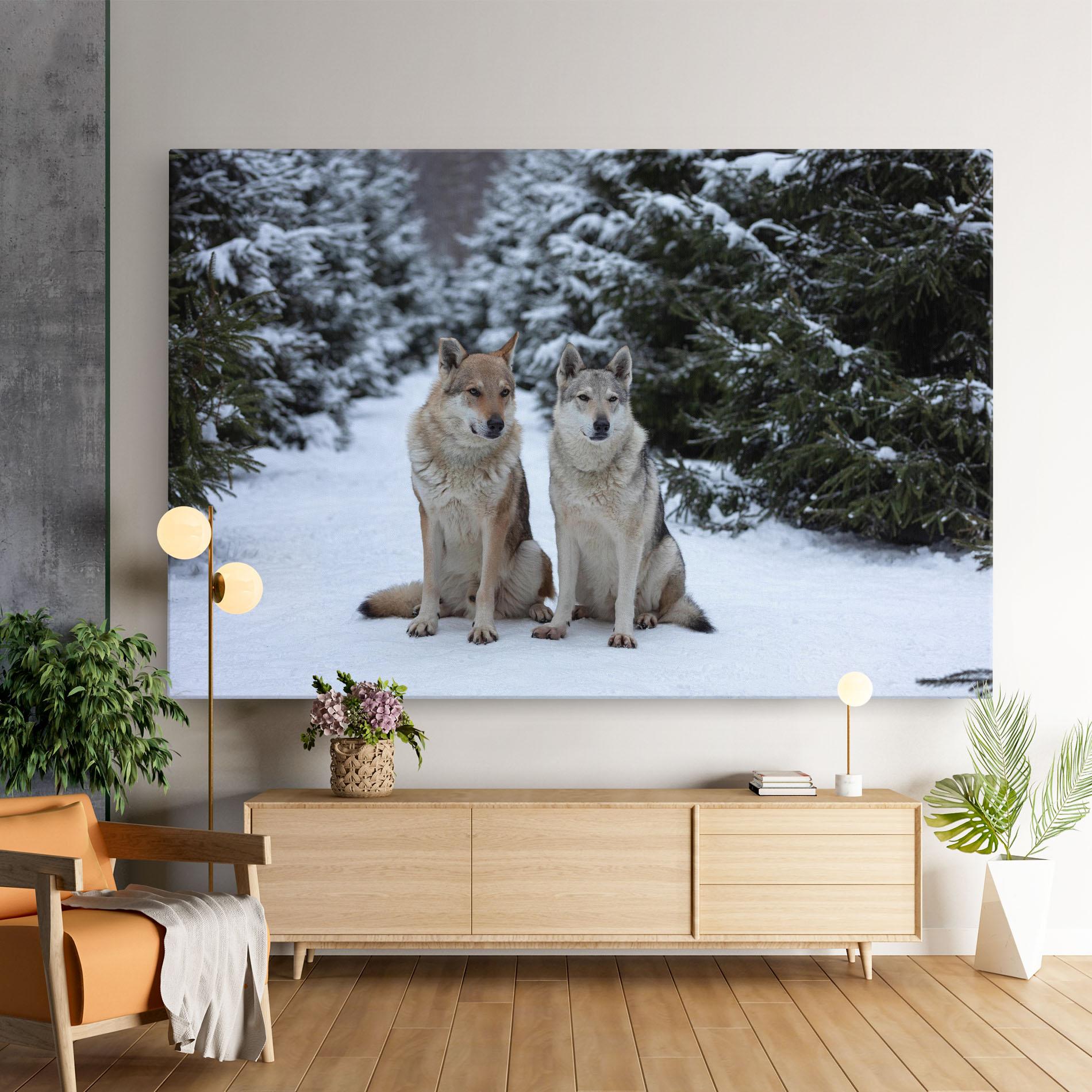 Leinwandbild 2 Wolfs Sitting mockup 9