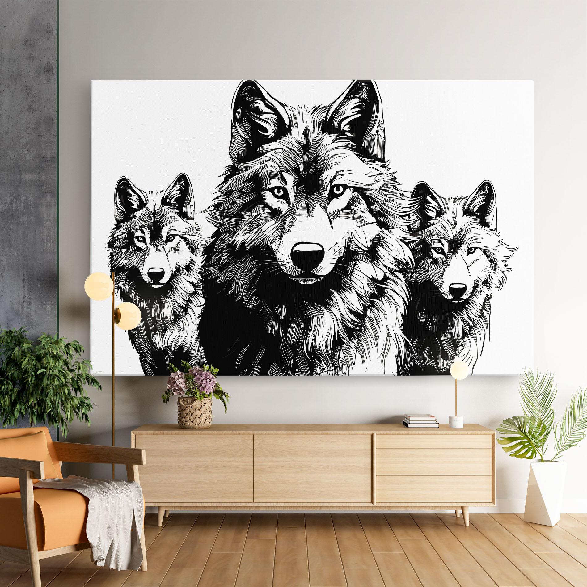 Leinwandbild 3 Wolves mockup 9