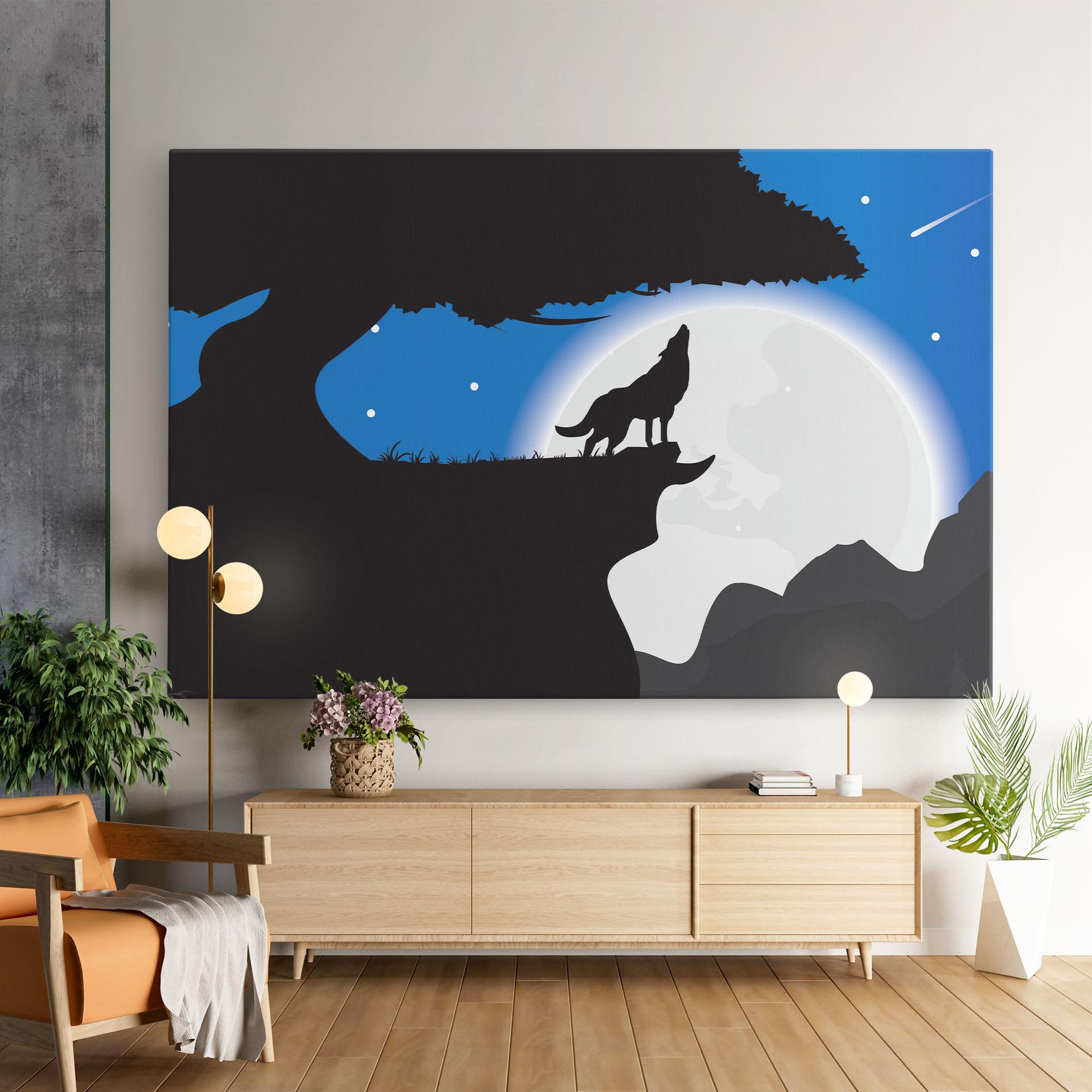 Leinwandbild Blue Light Wolf mockup 9