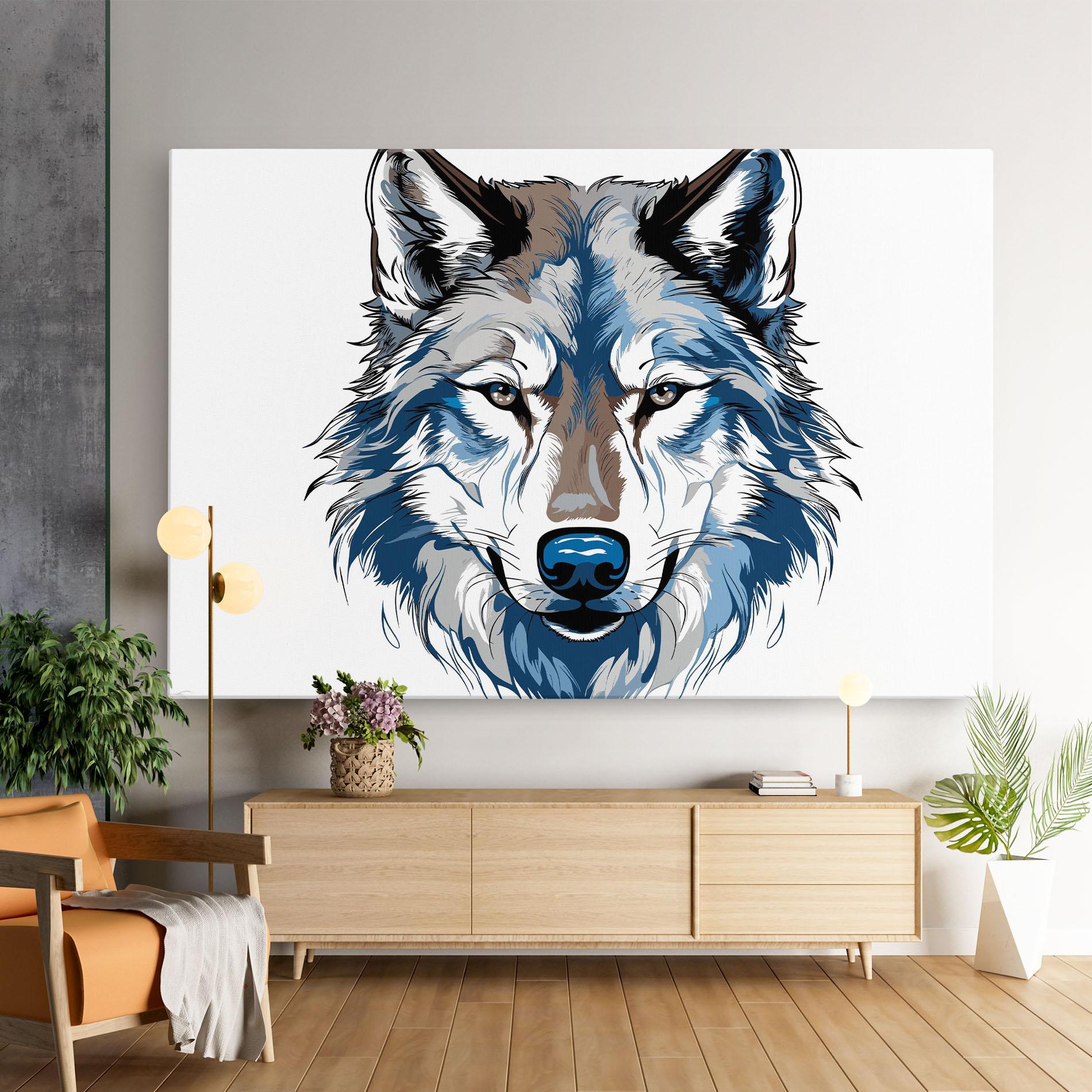 Leinwandbild Blue Wolf Head mockup 9