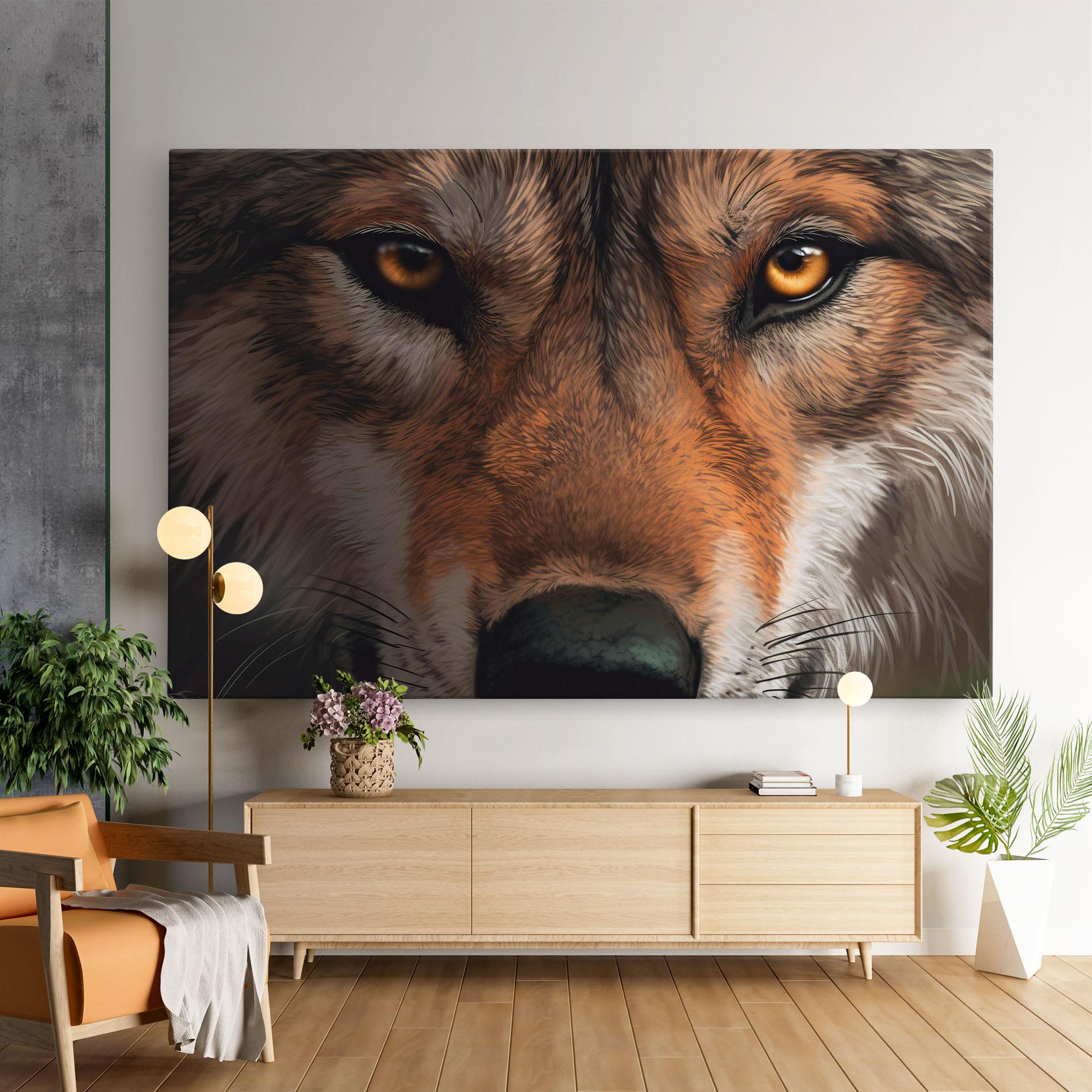 Leinwandbild Close Up Wolf Eyes mockup 9