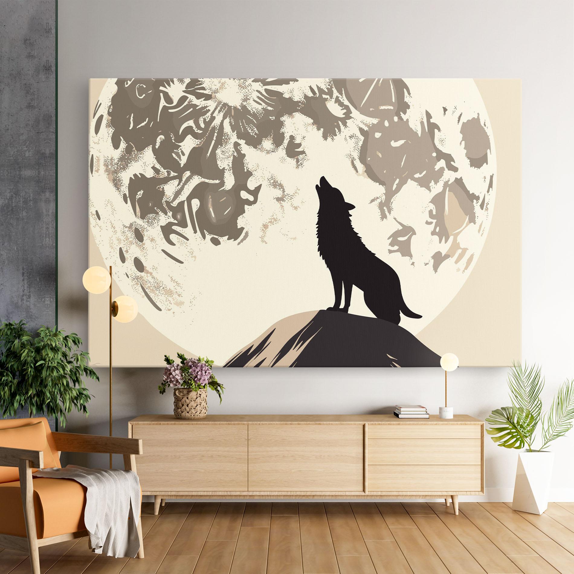 Leinwandbild Cream Moon Wolf mockup 9