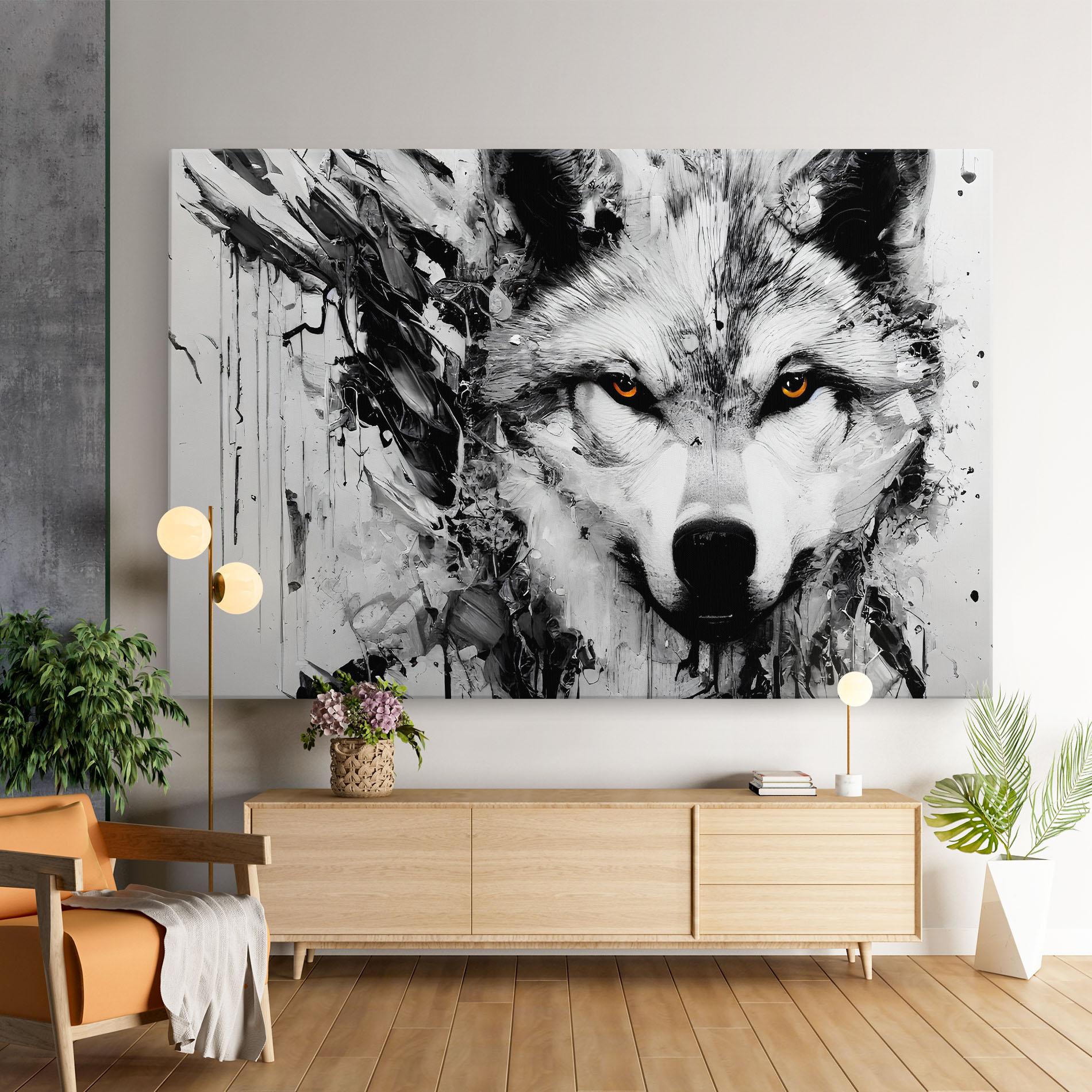 Leinwandbild Grey Wolf Portrait mockup 9