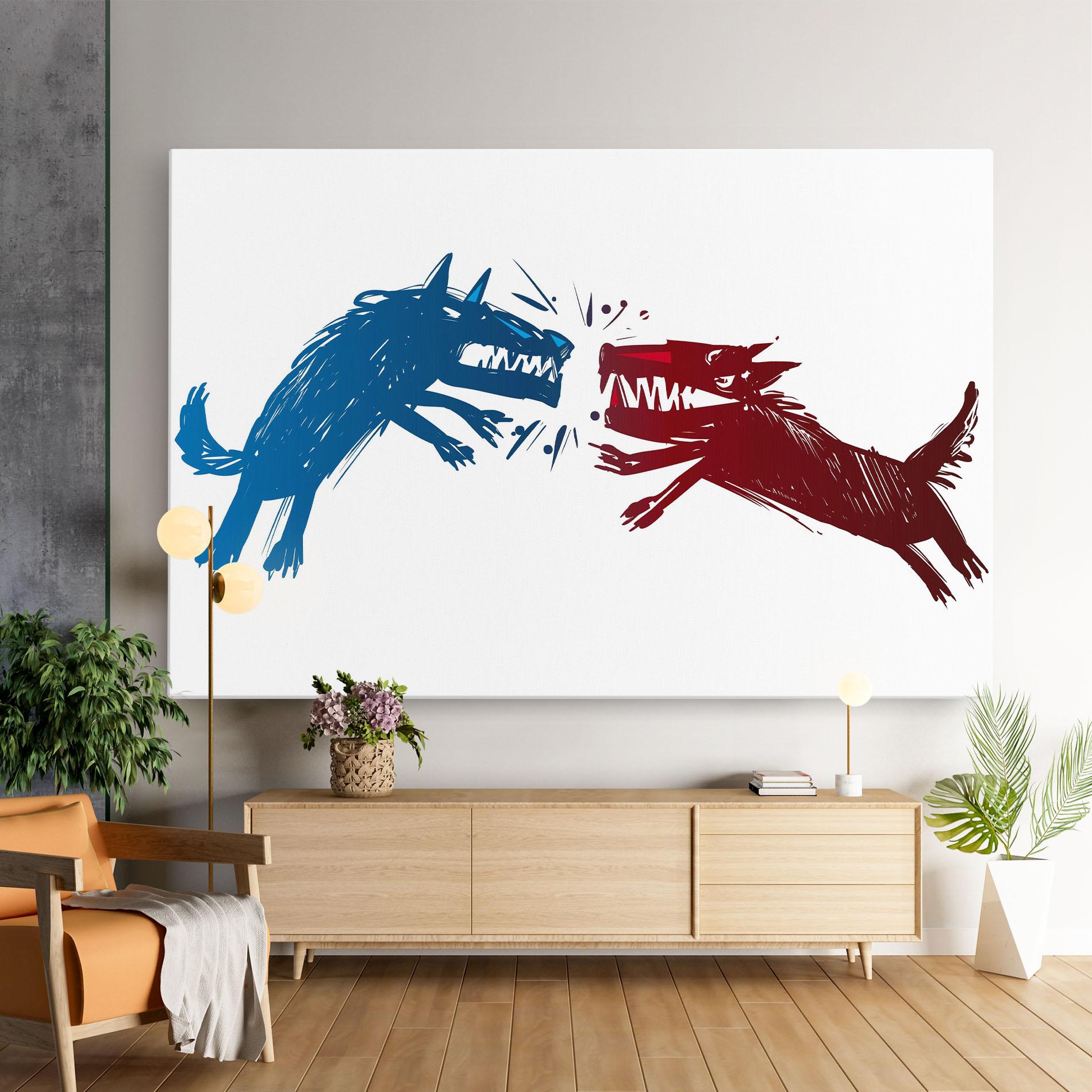 Leinwandbild Red Blue Wolves mockup 9
