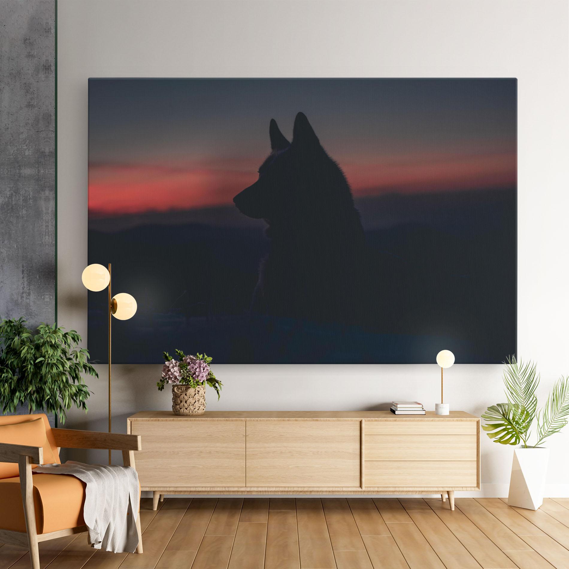 Leinwandbild Wolf Shillouette mockup 9
