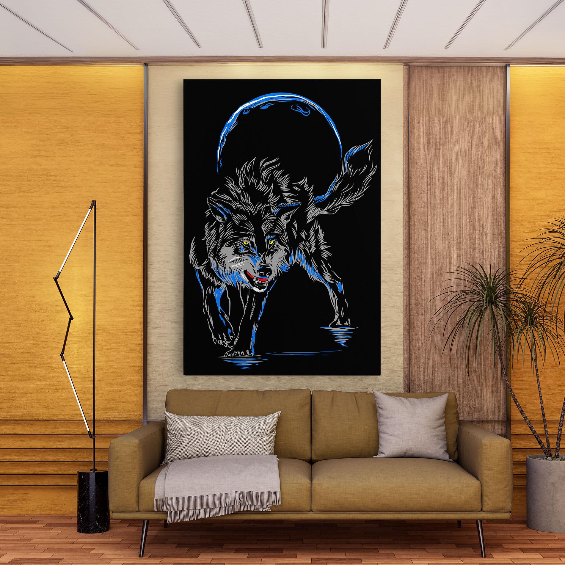 Leinwandbild Grey Blue Wolf mockup 9