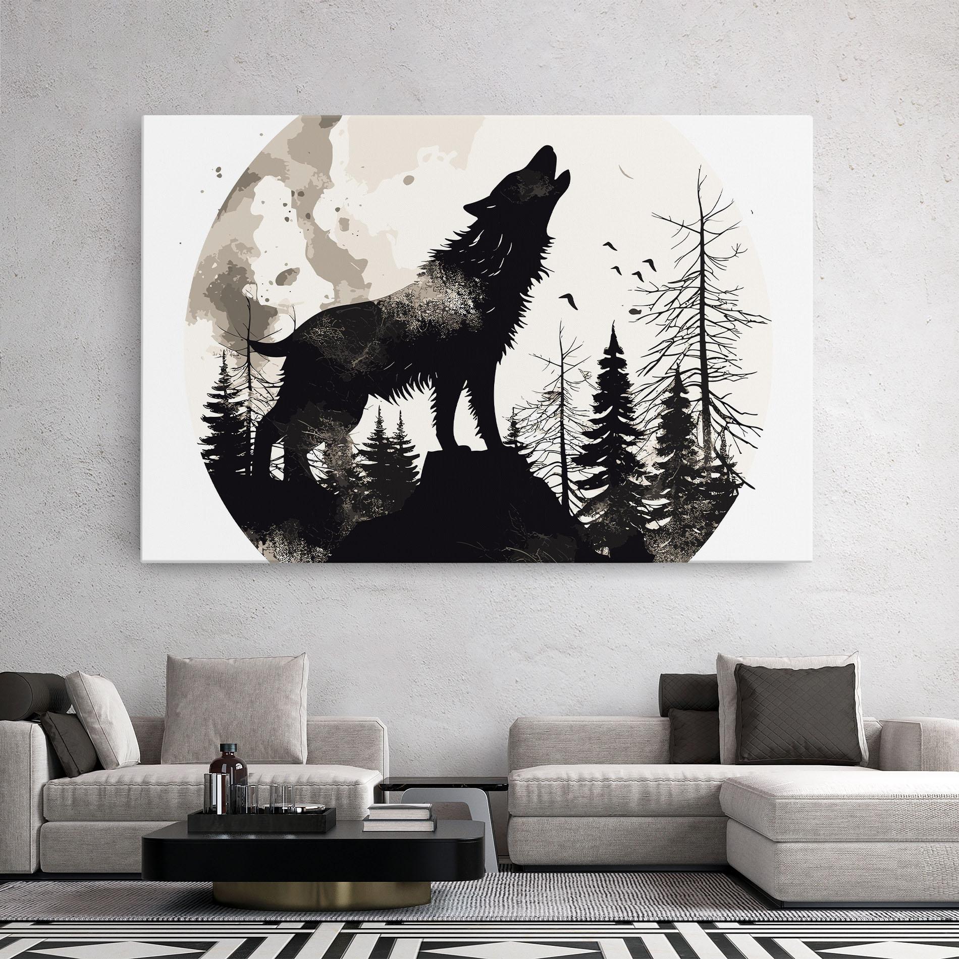 Leinwandbild Black On Cream Wolf mockup 2