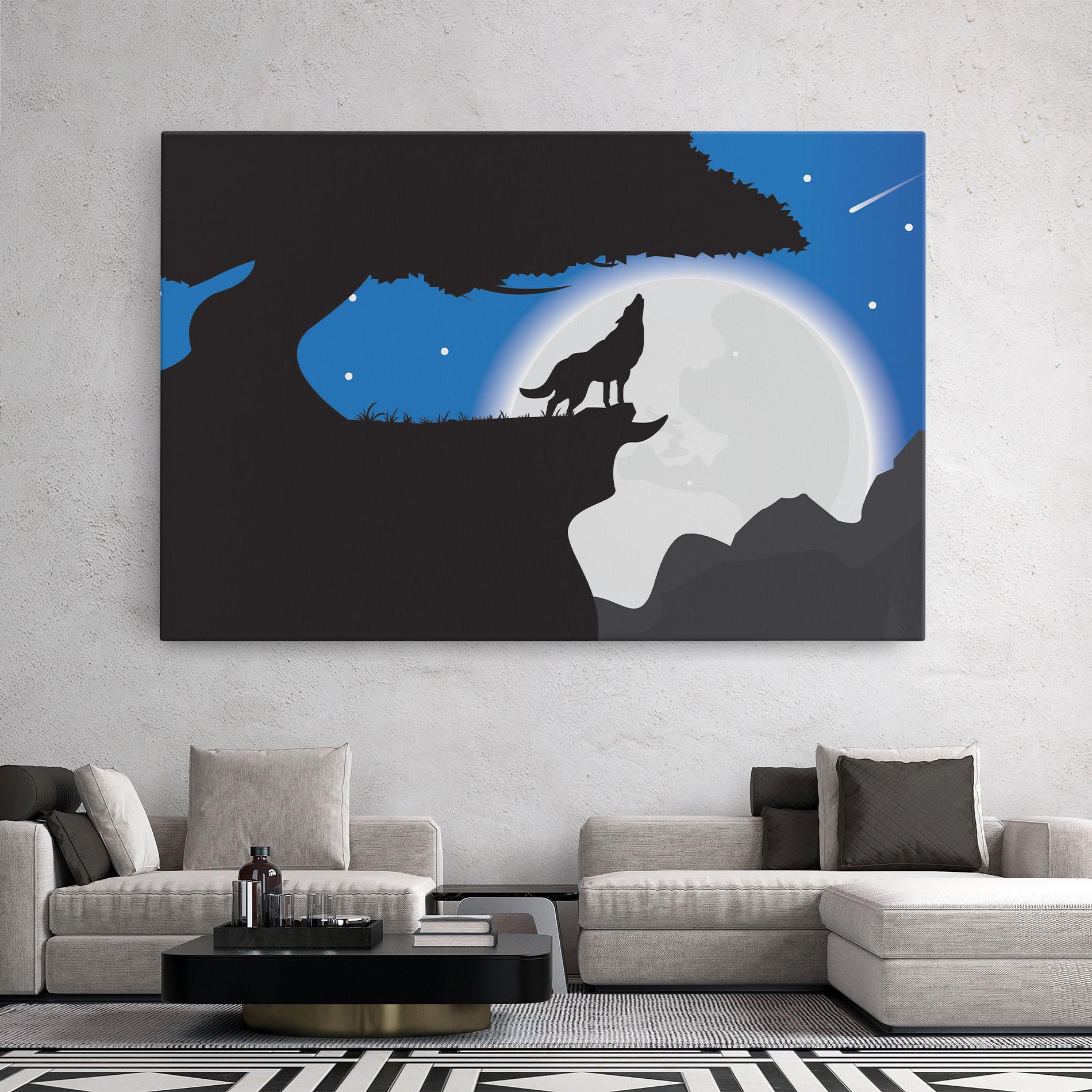 Leinwandbild Blue Light Wolf mockup 2