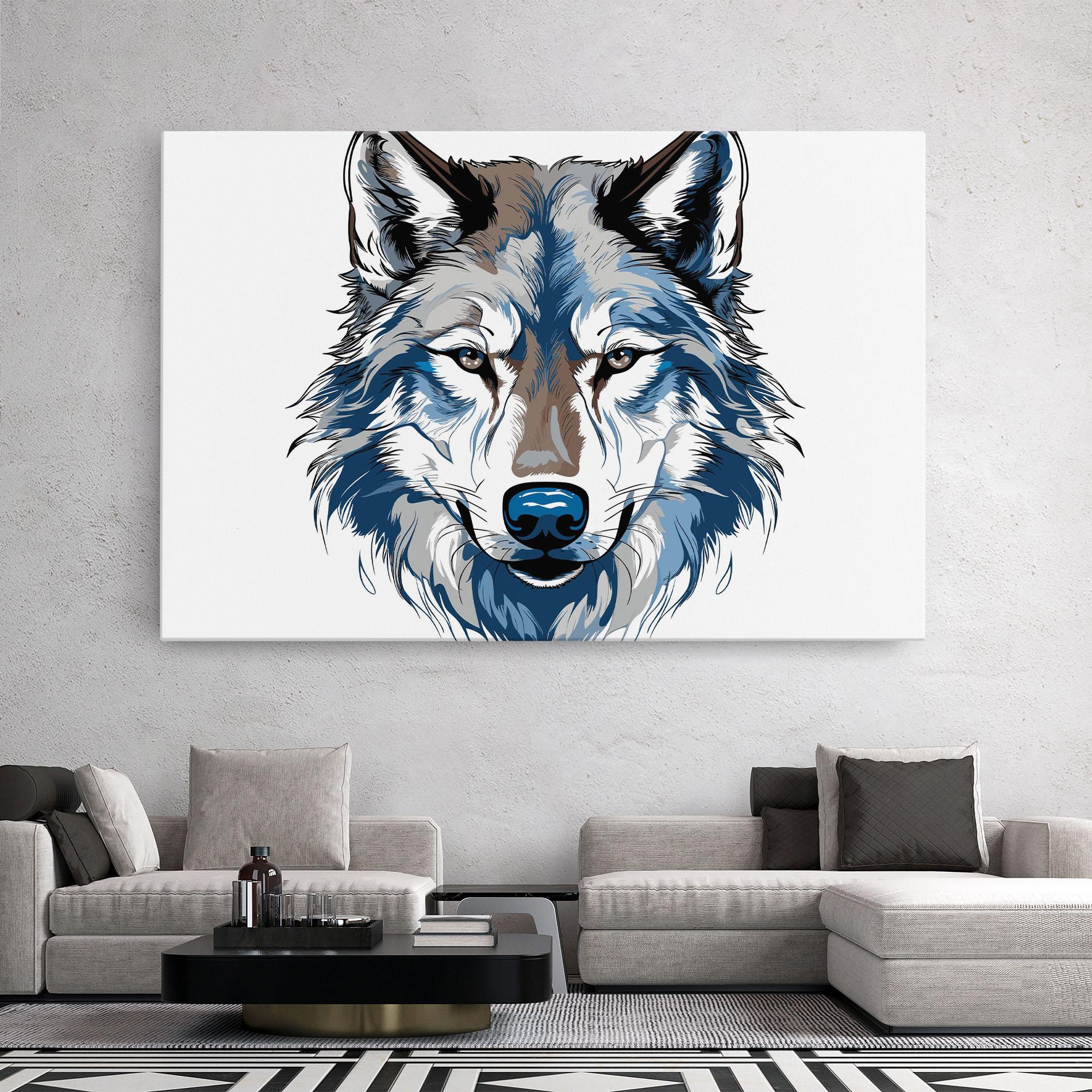 Leinwandbild Blue Wolf Head mockup 2