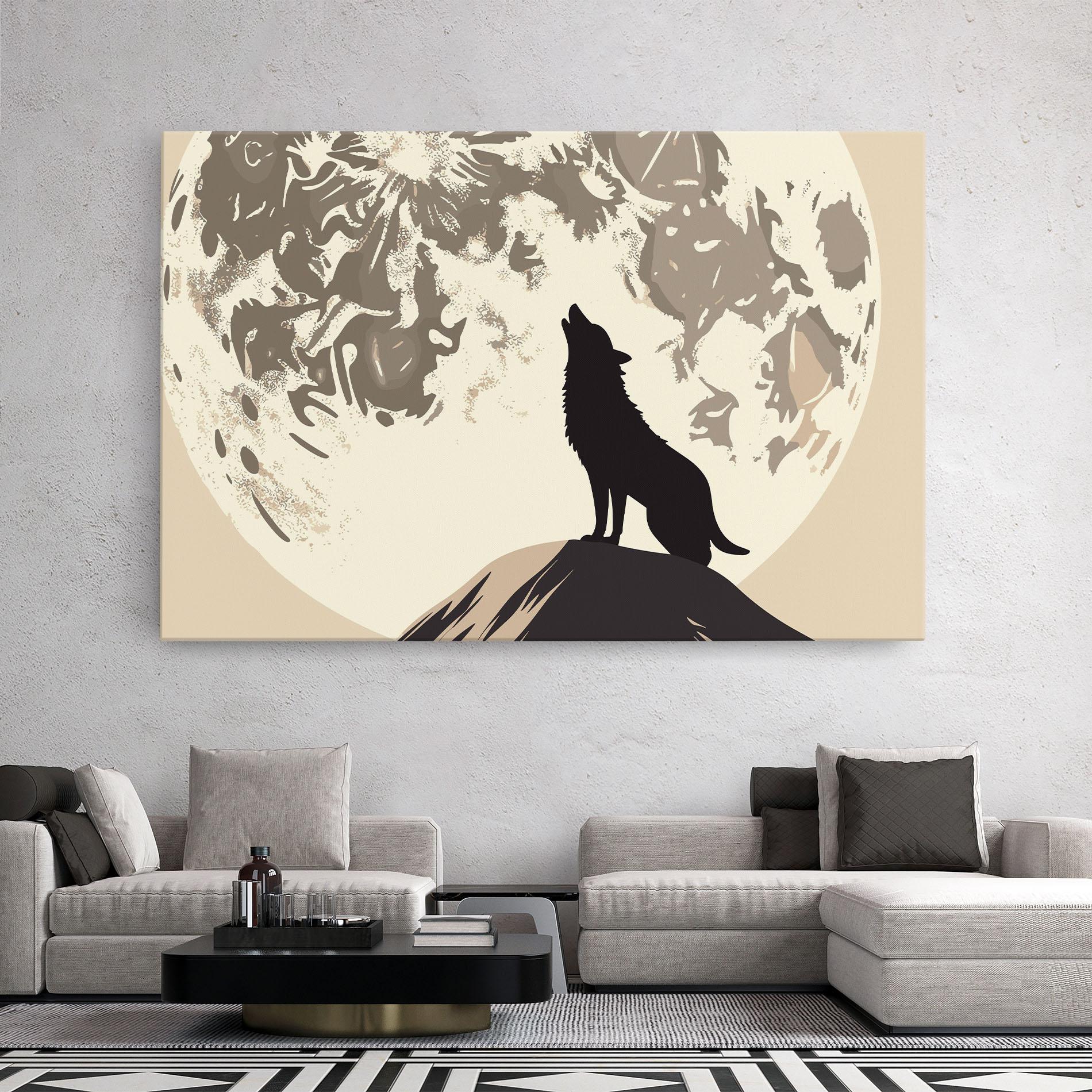 Leinwandbild Cream Moon Wolf mockup 2
